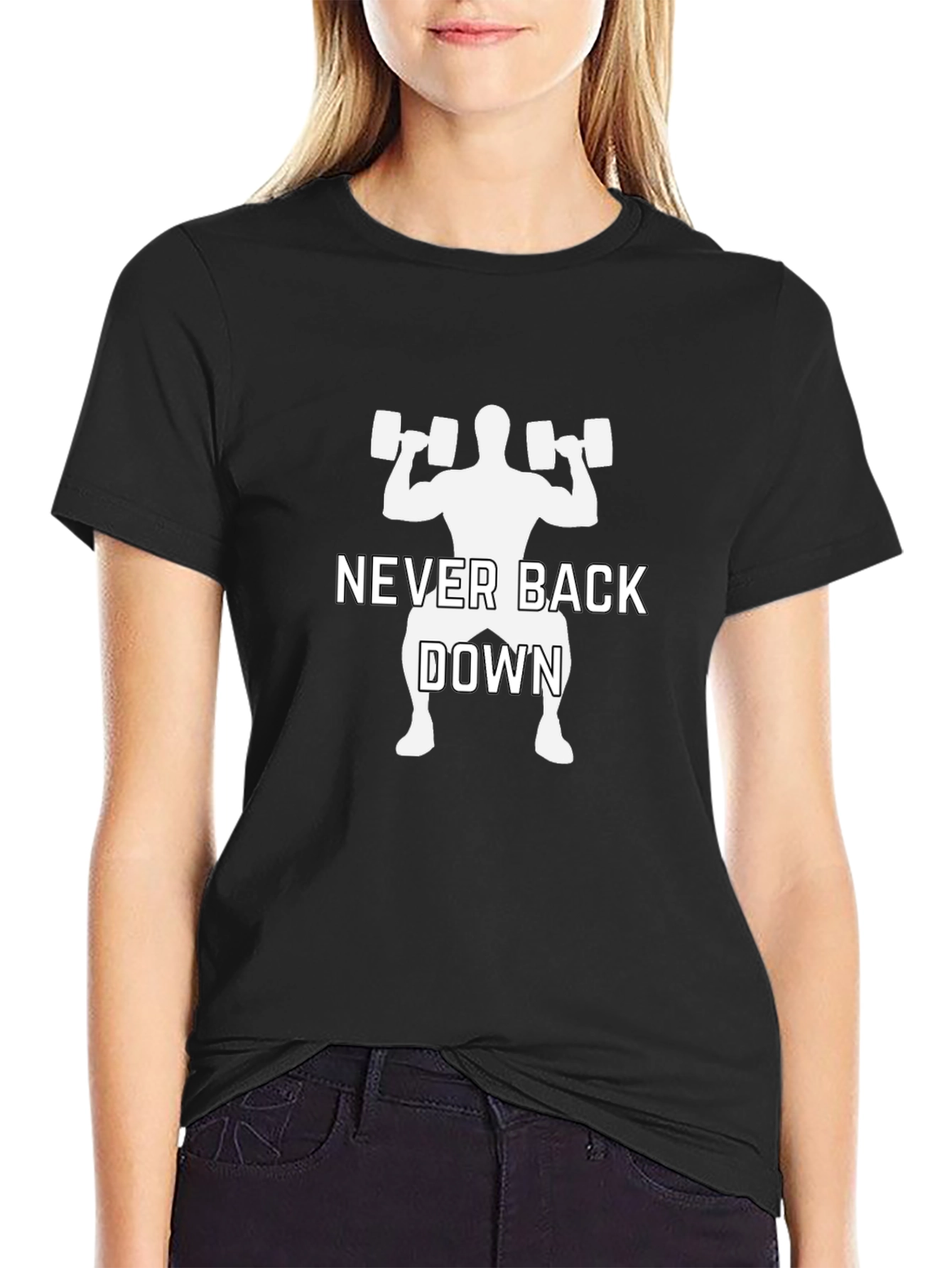 Never Back Down Fitness T-Shirt - Black
