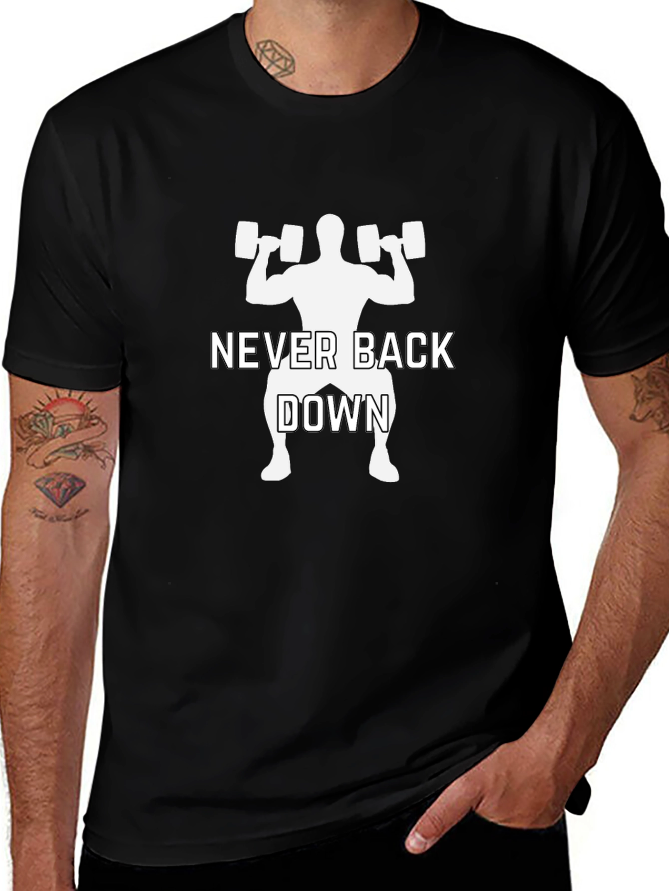Never Back Down Fitness T-Shirt - Black