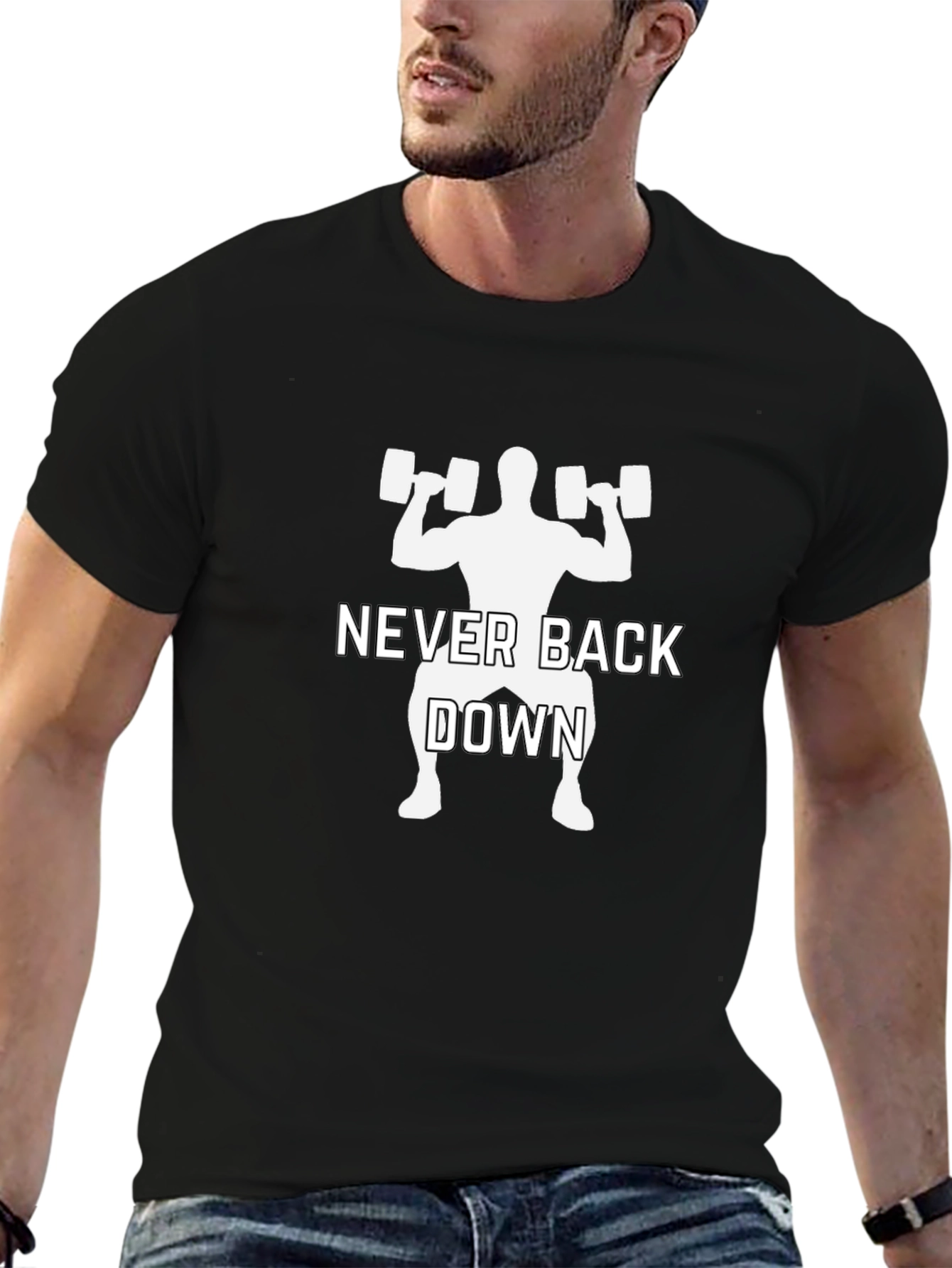 Never Back Down Fitness T-Shirt - Black