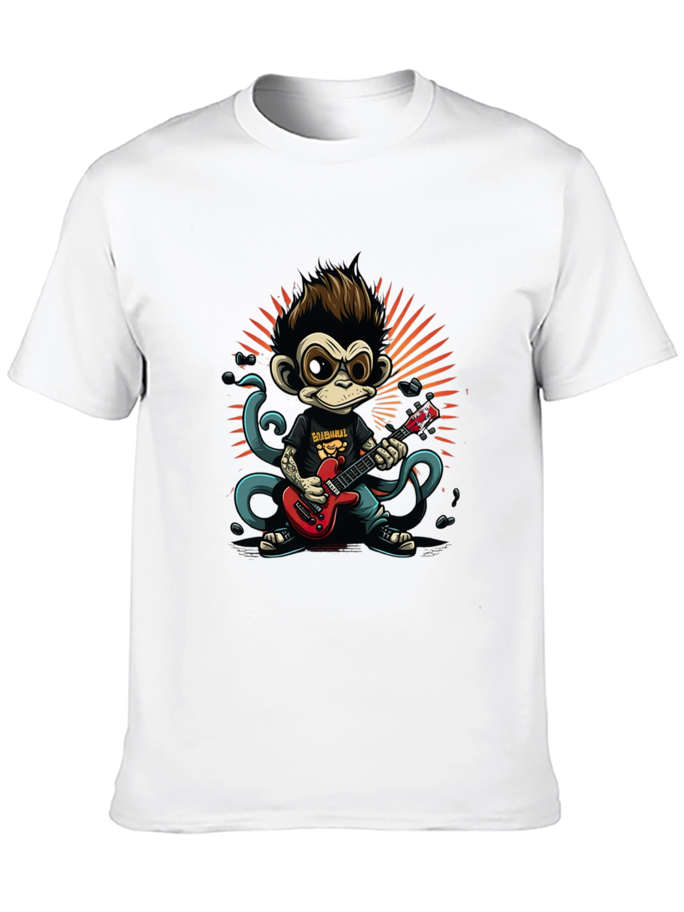 Cool Monkey Guitarist Graphic Tee - Rock On!