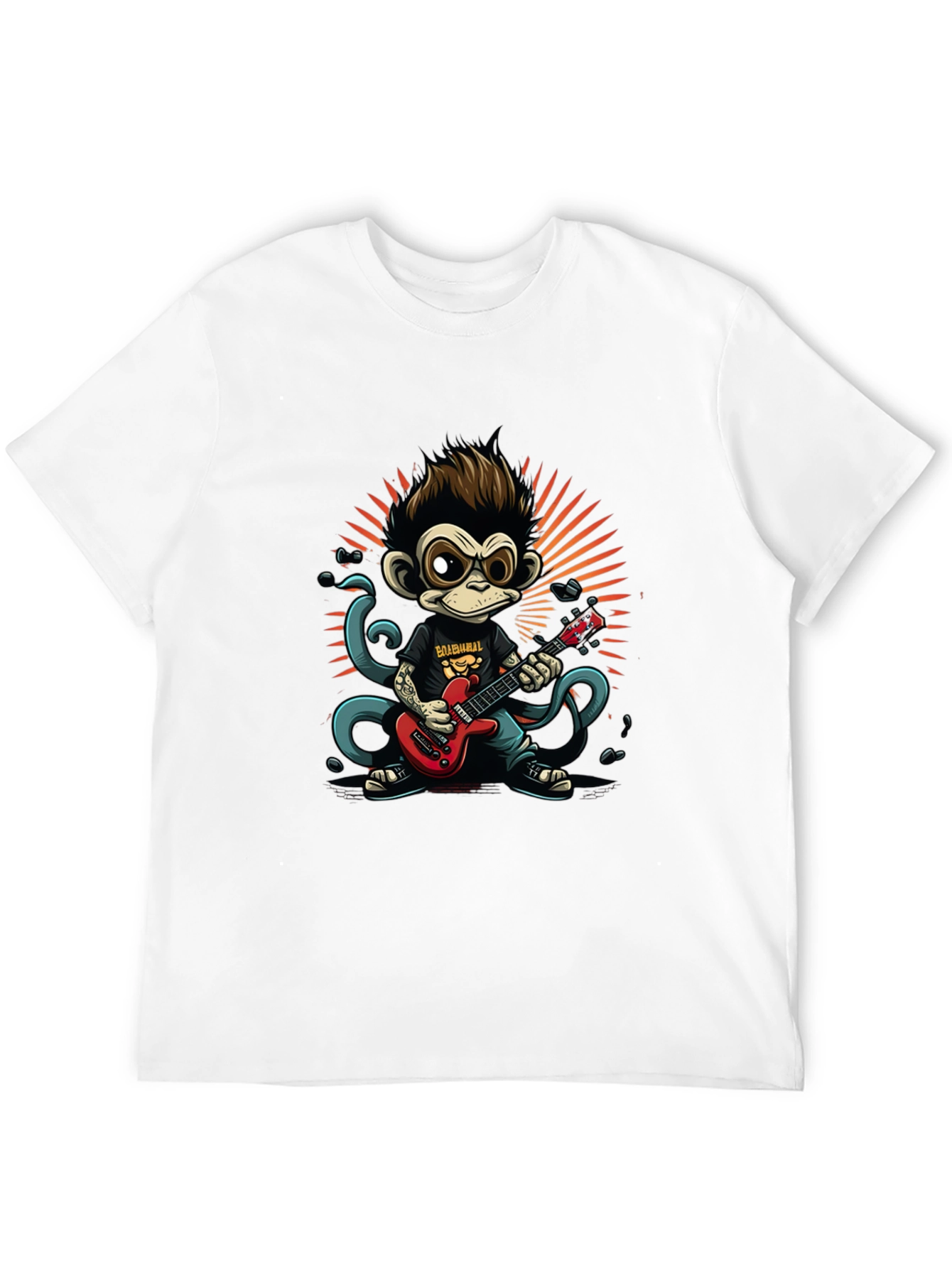 Cool Monkey Guitarist Graphic Tee - Rock On!