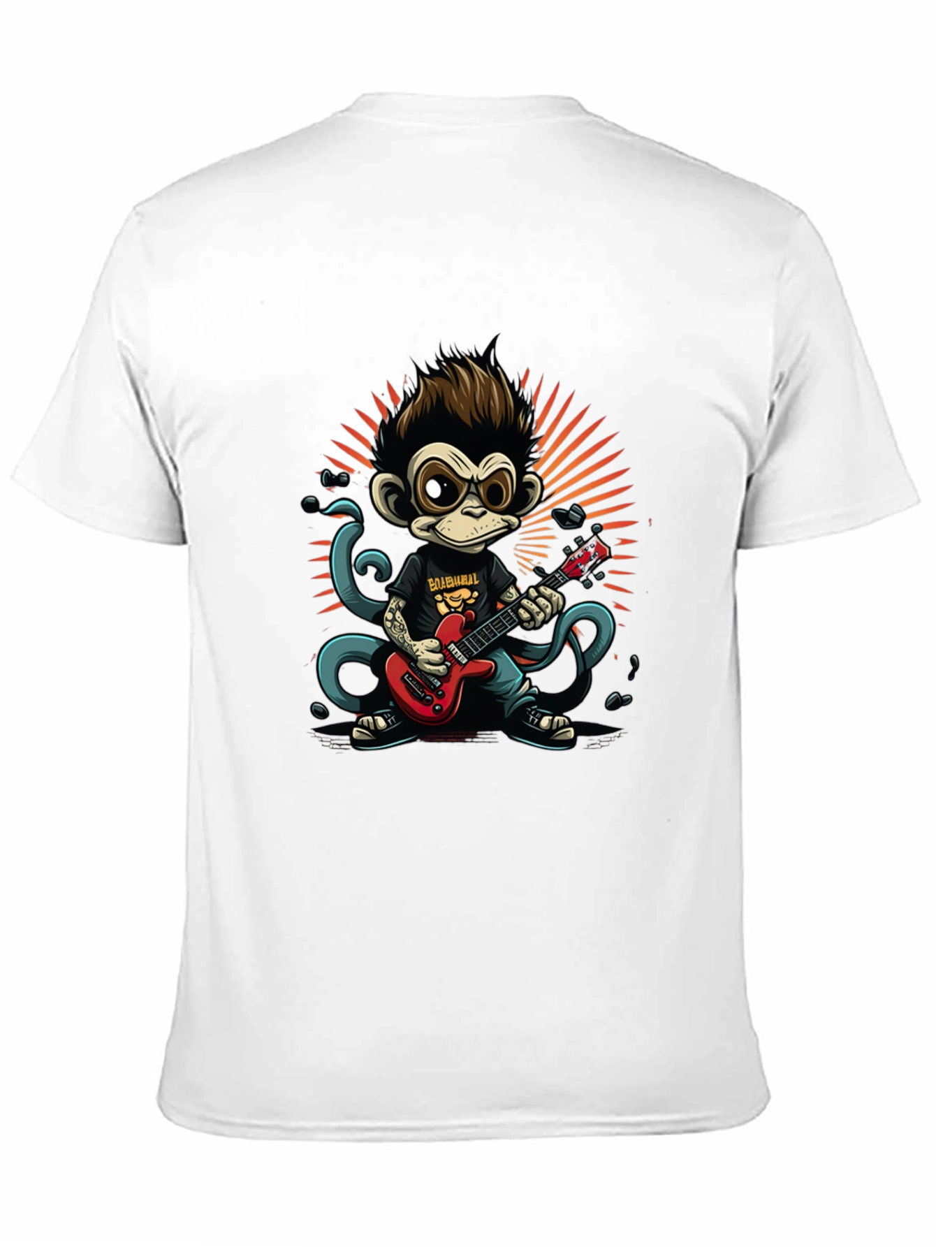 Cool Monkey Guitarist Graphic Tee - Rock On!