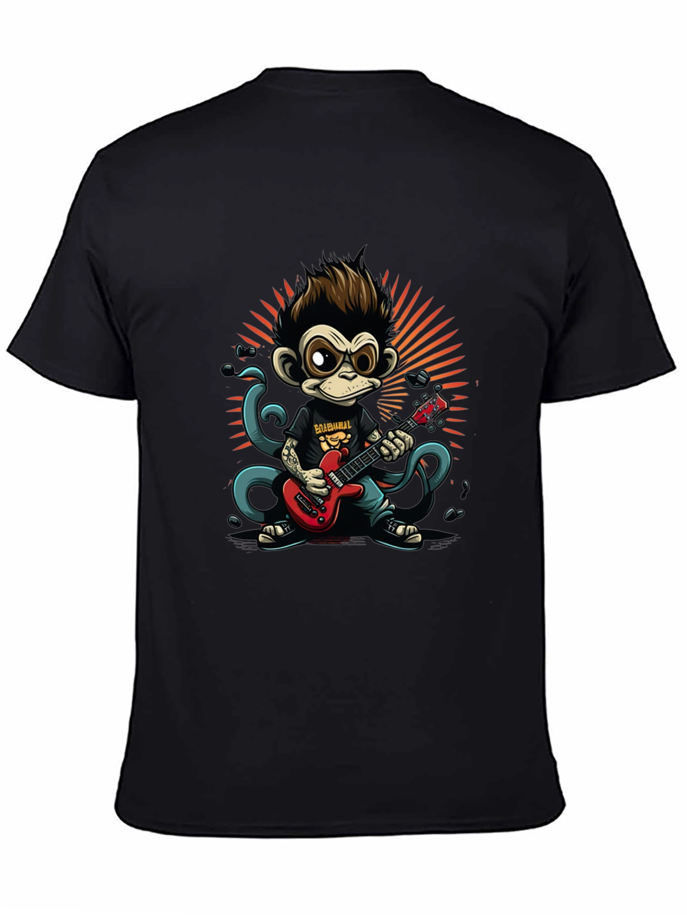Cool Monkey Guitarist Graphic Tee - Rock On!