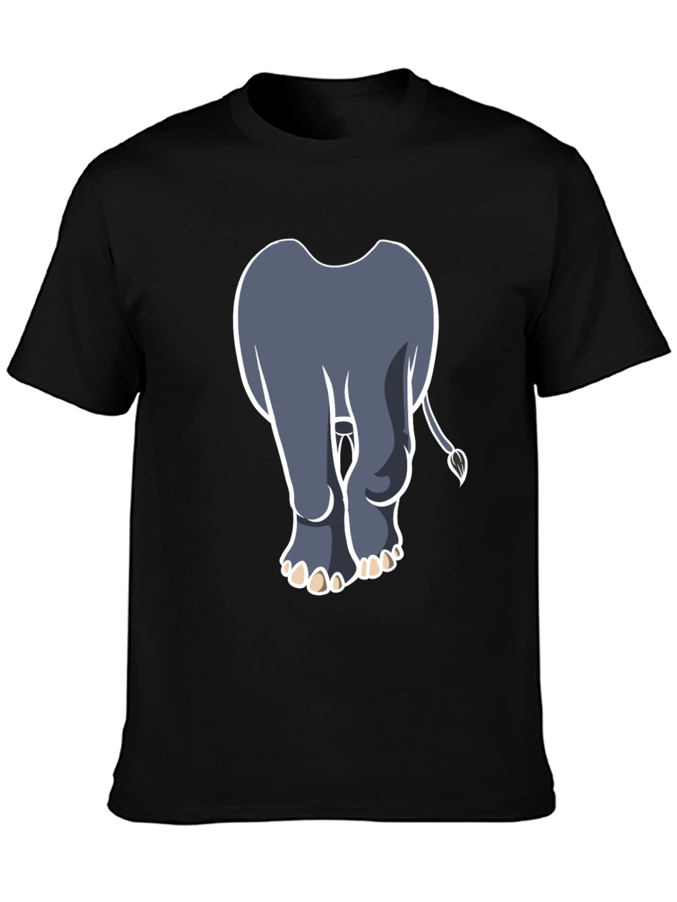 Elephant Rear View Graphic Tee - Black