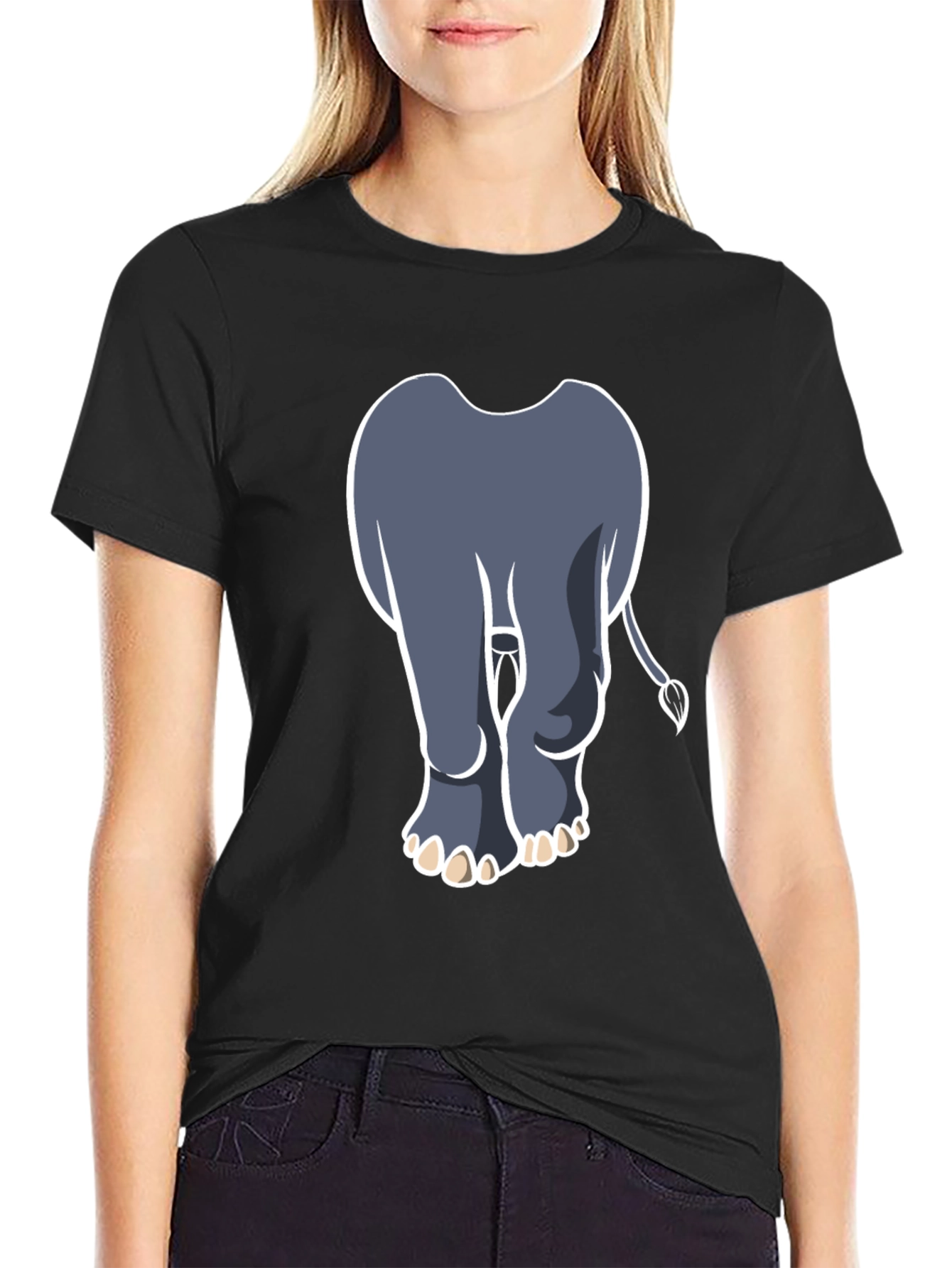 Elephant Rear View Graphic Tee - Black