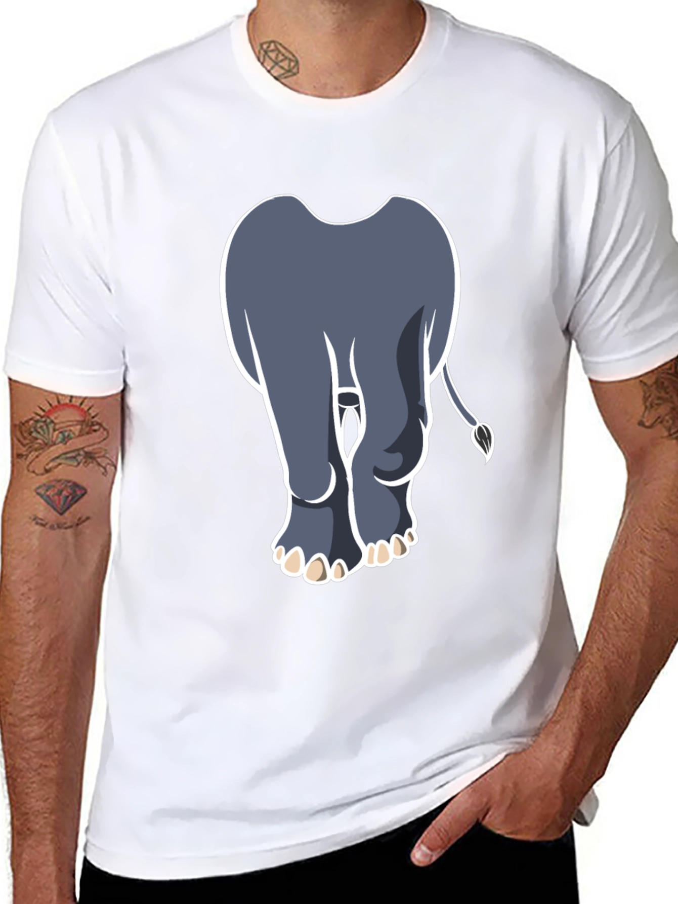 Elephant Rear View Graphic Tee - Black