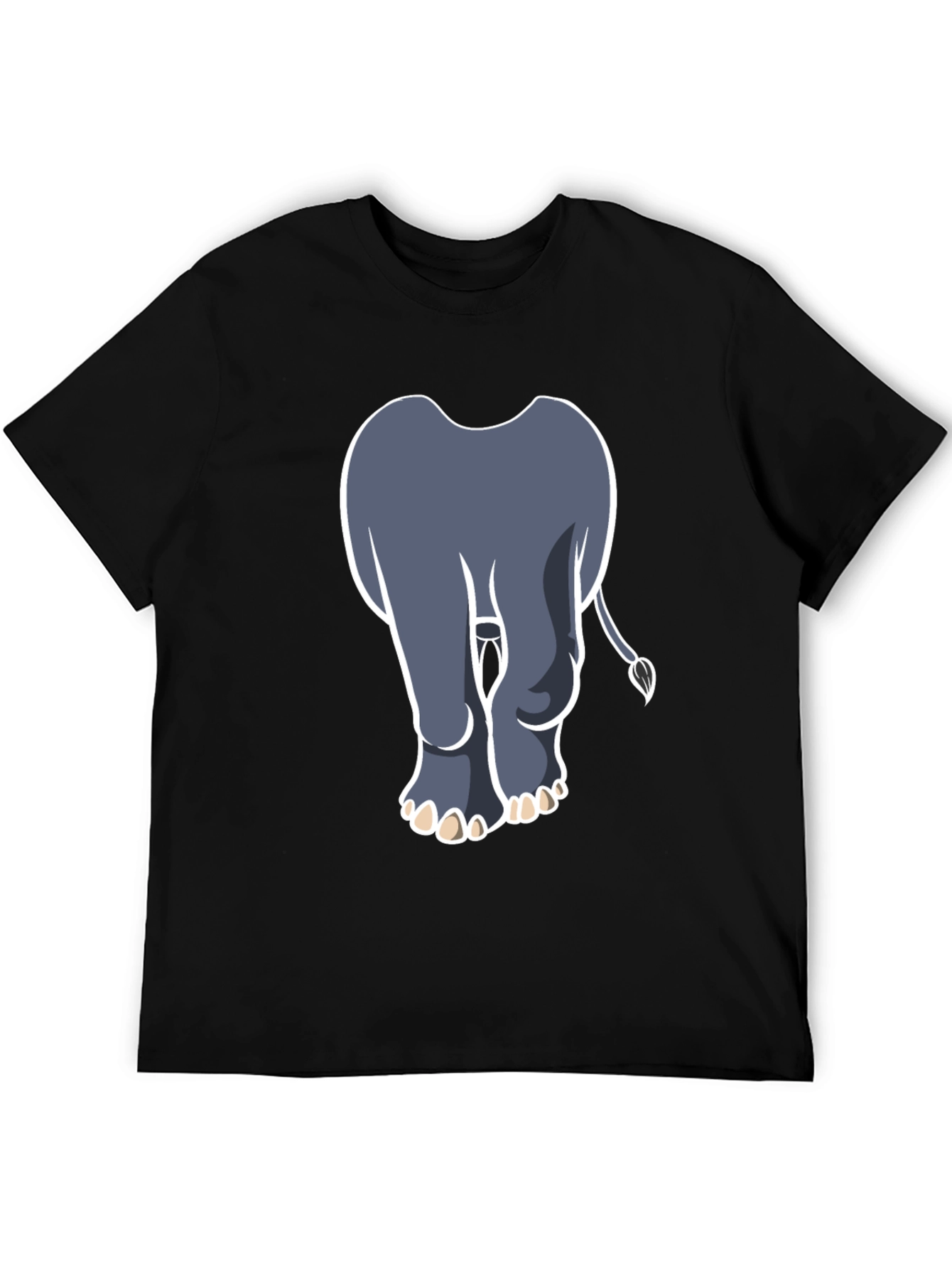 Elephant Rear View Graphic Tee - Black