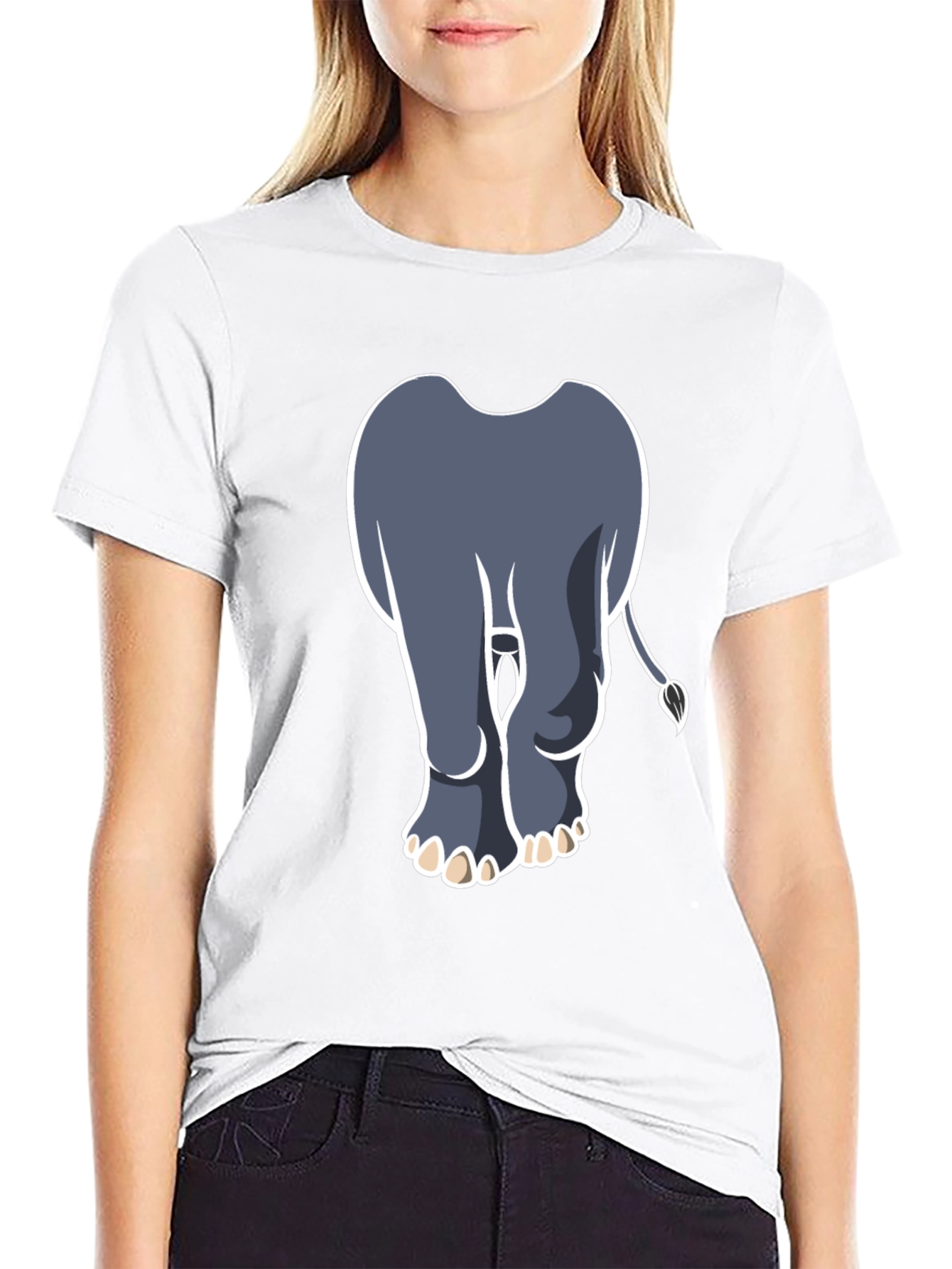 Elephant Rear View Graphic Tee - Black