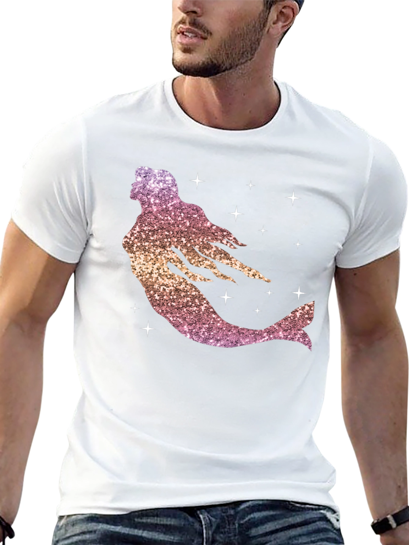 Glitter Mermaid Graphic Tee - Black