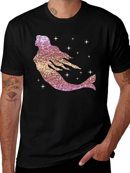 Glitter Mermaid Graphic Tee - Black