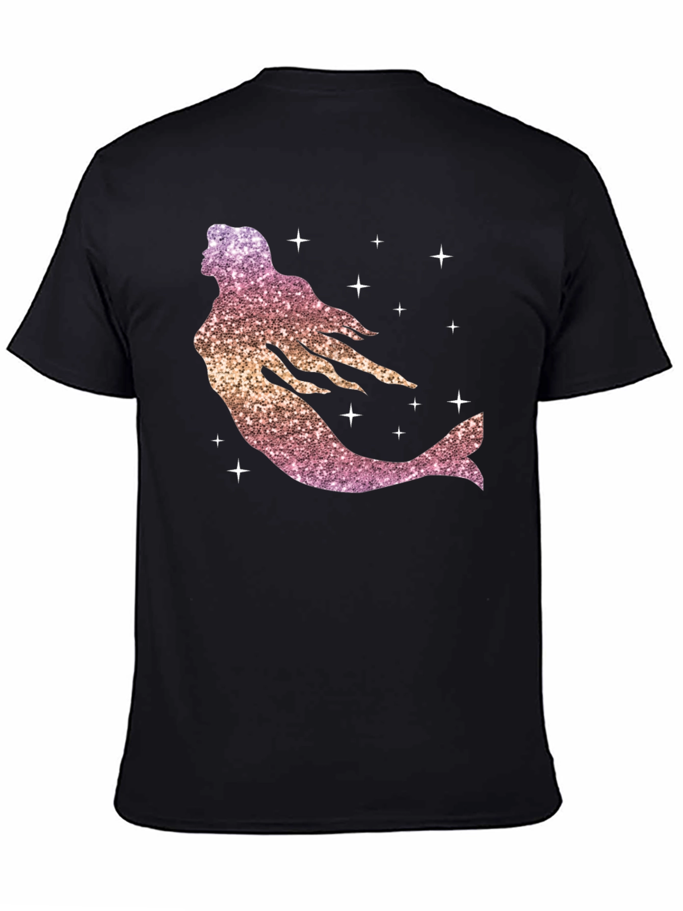 Glitter Mermaid Graphic Tee - Black