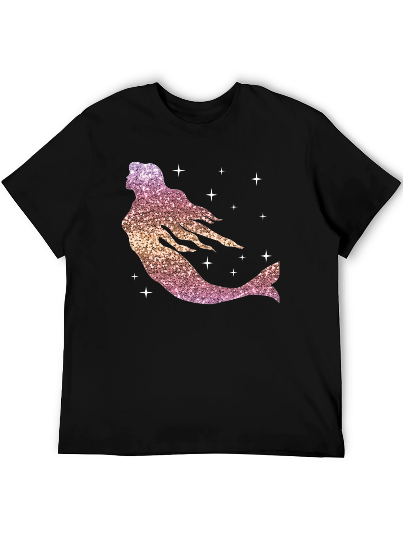Glitter Mermaid Graphic Tee - Black