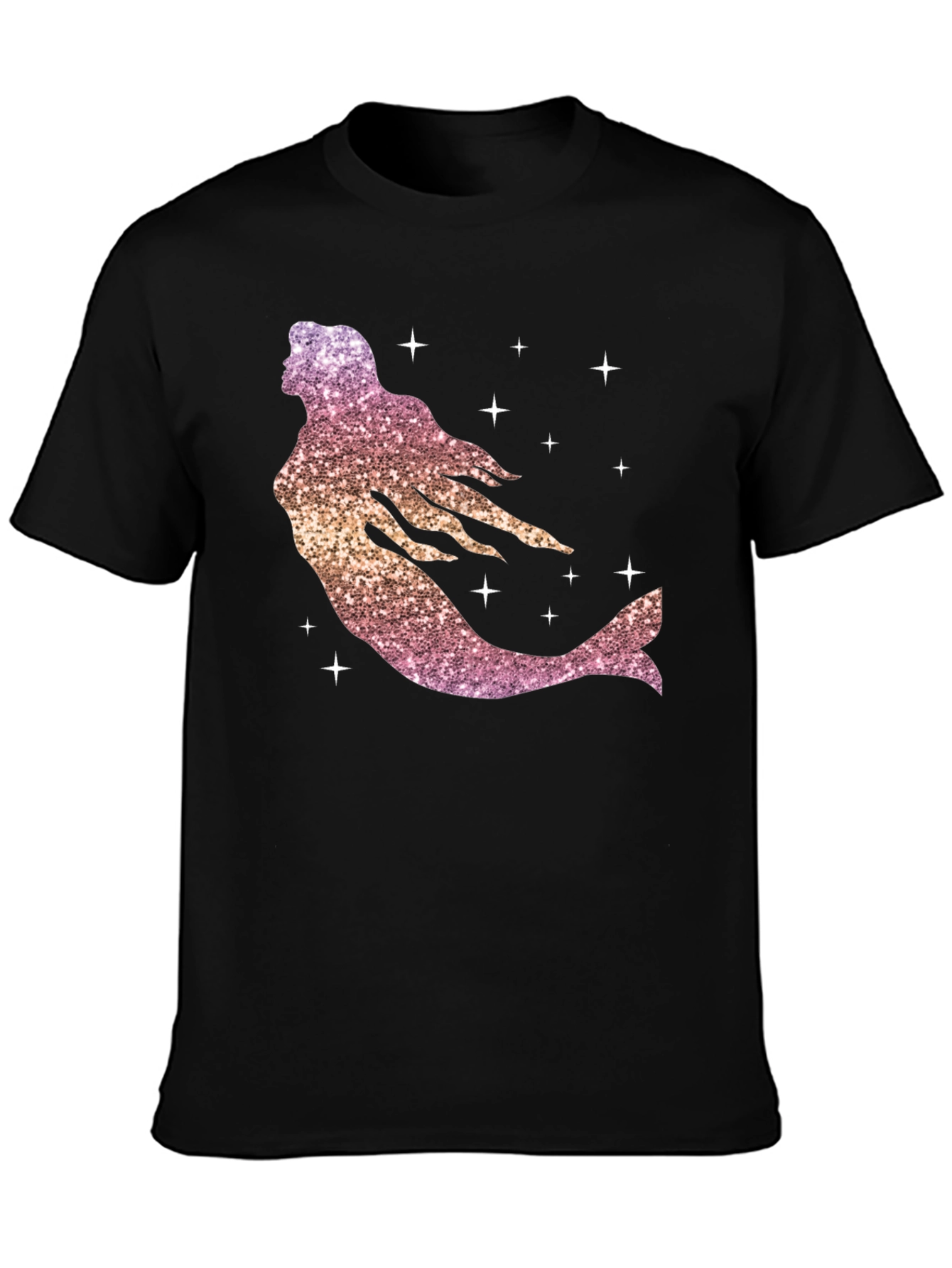 Glitter Mermaid Graphic Tee - Black
