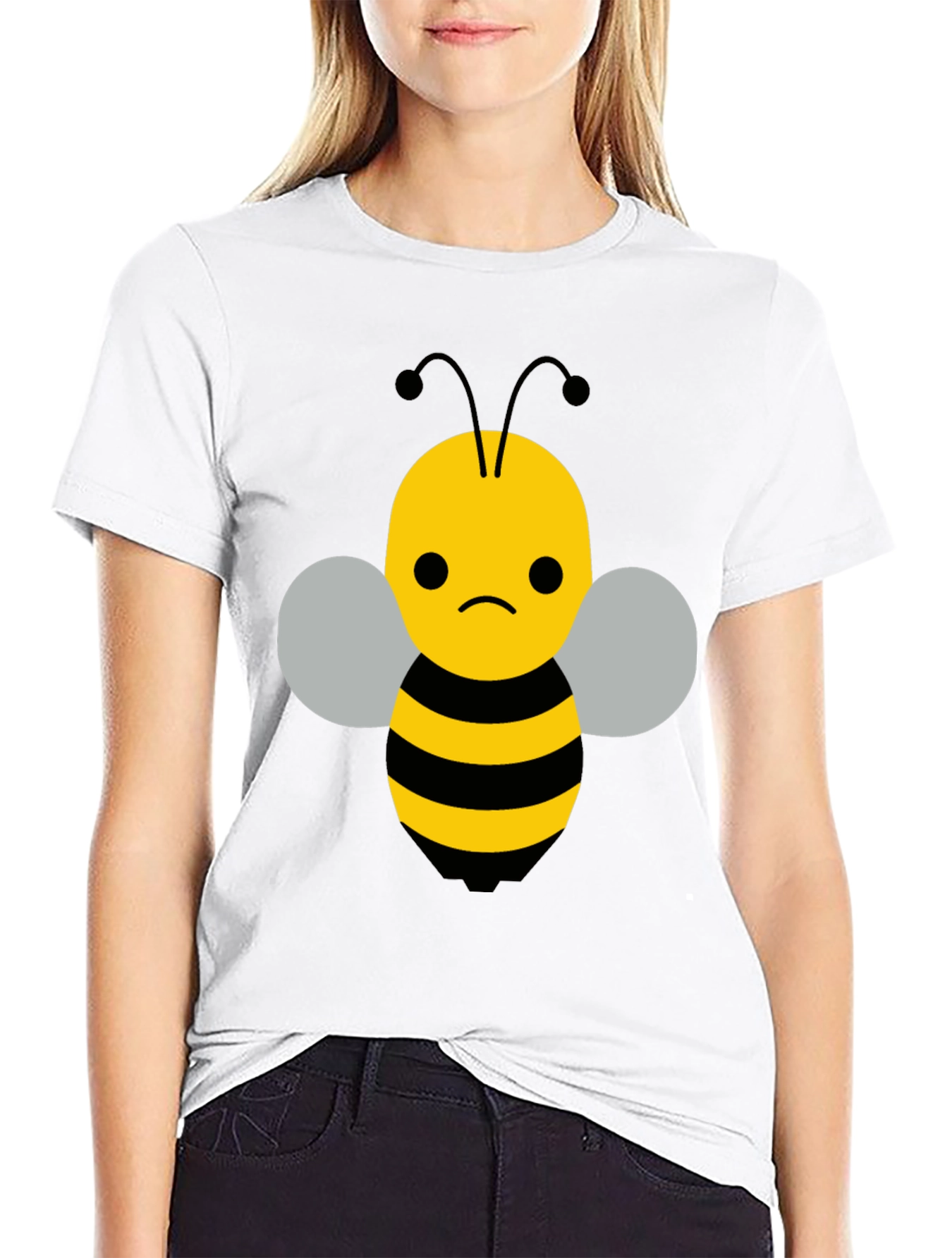 Sad Bee Graphic Tee - Black Cotton Blend T-Shirt