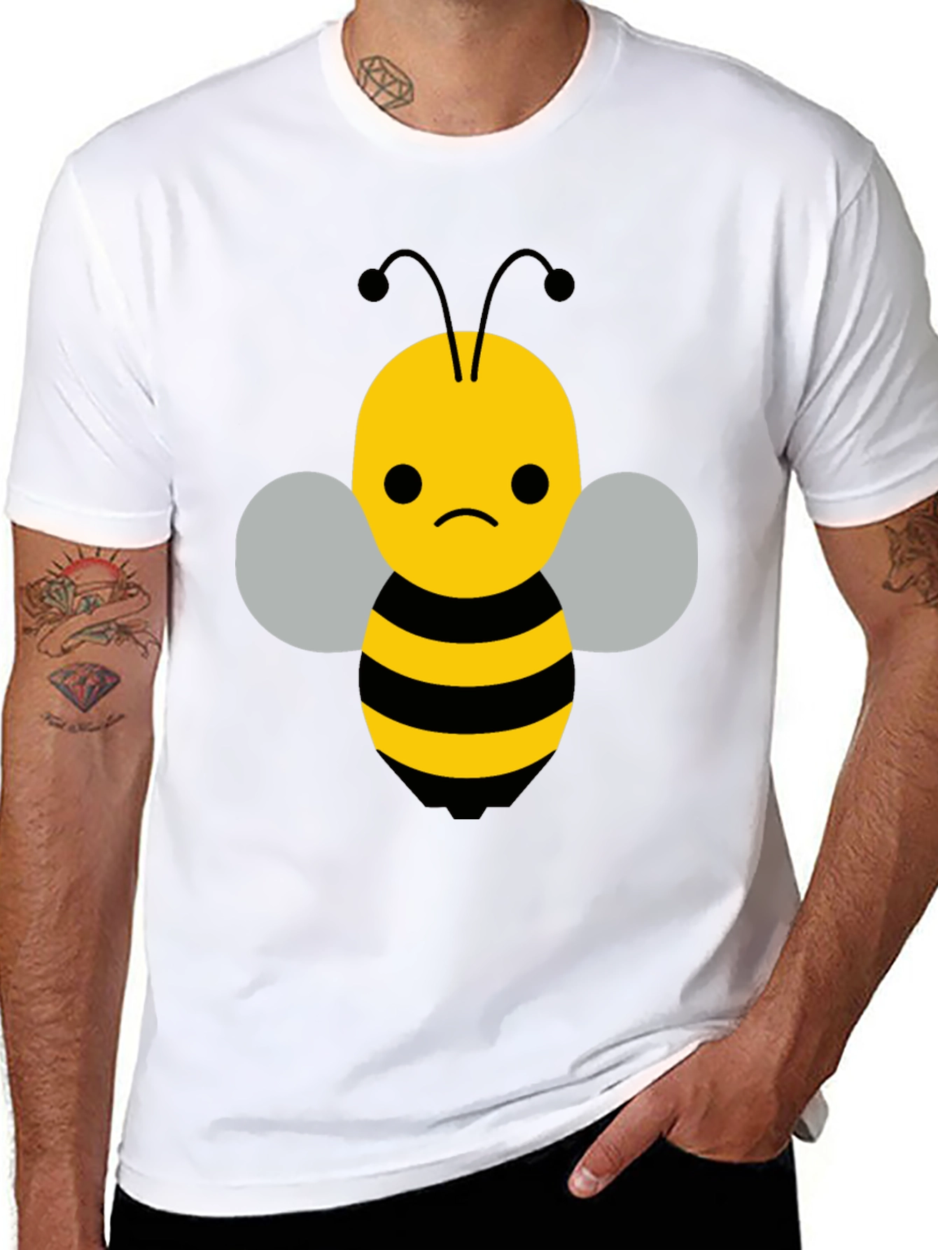 Sad Bee Graphic Tee - Black Cotton Blend T-Shirt