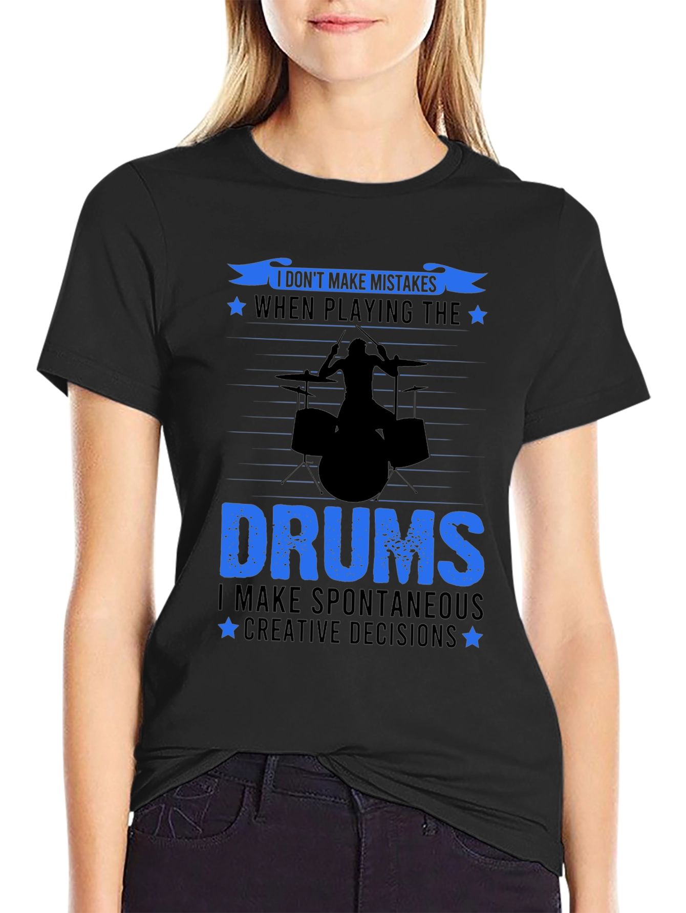Drummer T-Shirt: I Dont Make Mistakes Drum Set Tee