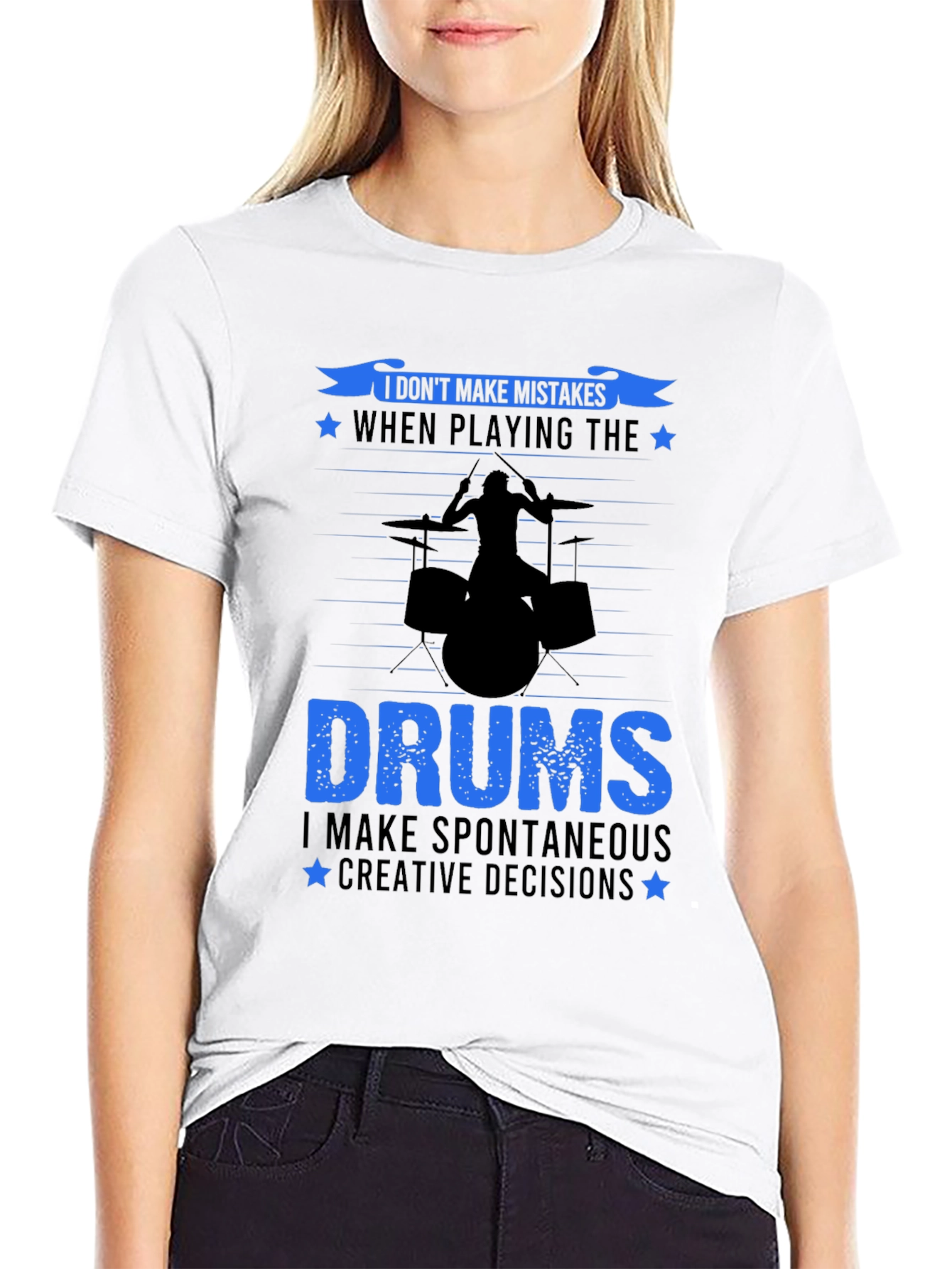 Drummer T-Shirt: I Dont Make Mistakes Drum Set Tee