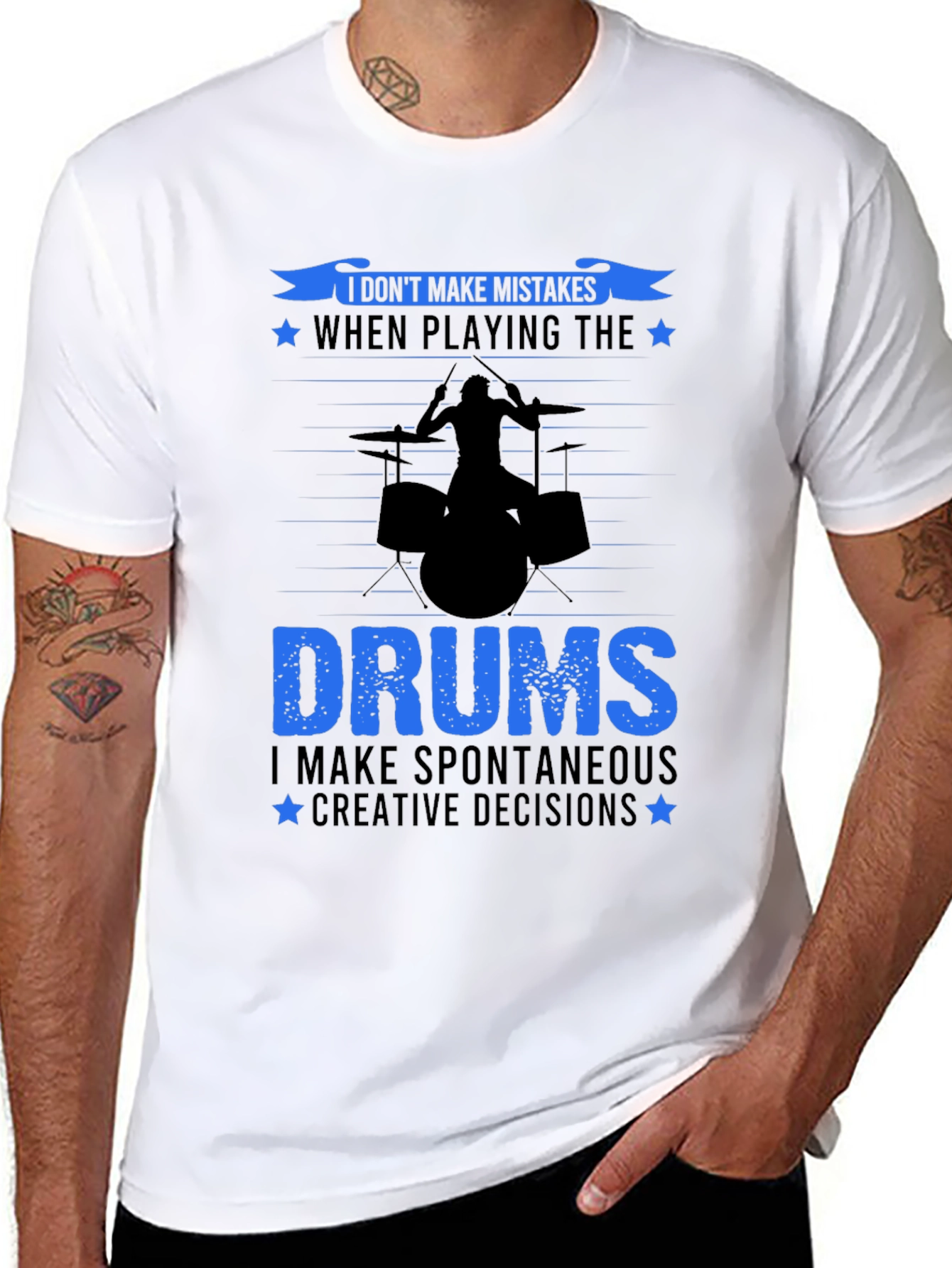 Drummer T-Shirt: I Dont Make Mistakes Drum Set Tee