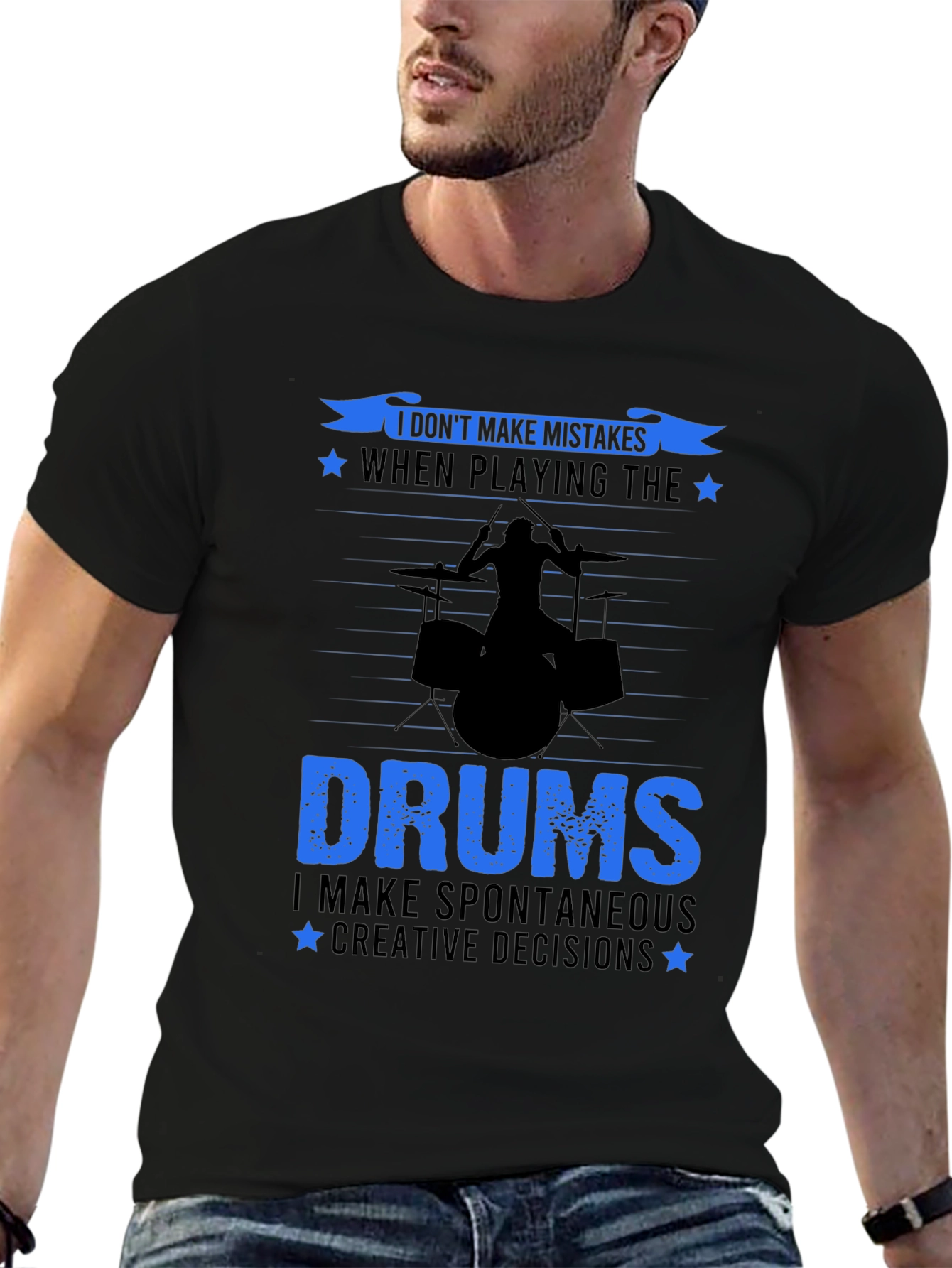 Drummer T-Shirt: I Dont Make Mistakes Drum Set Tee