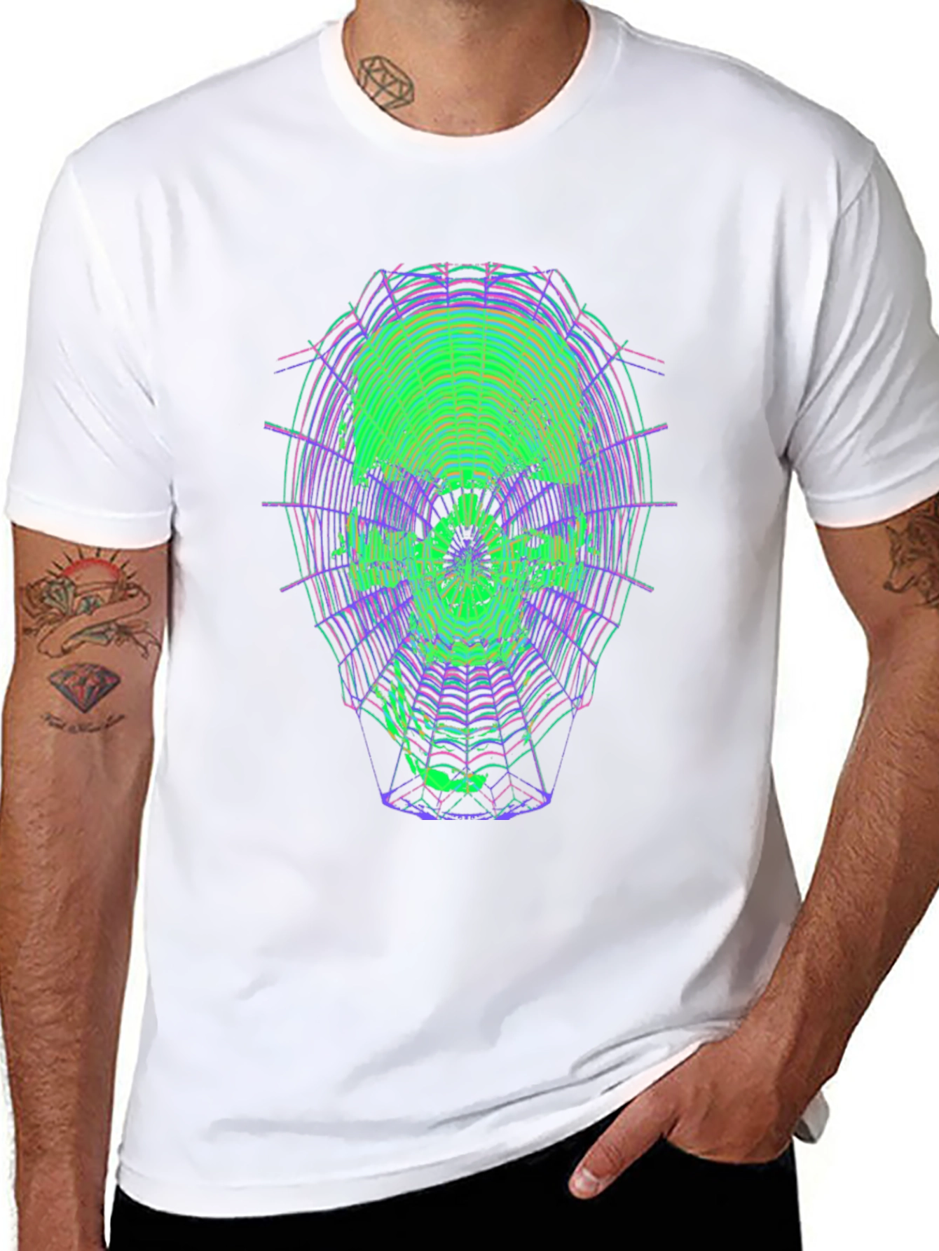 Neon Skull Web Graphic Tee - Unique Design