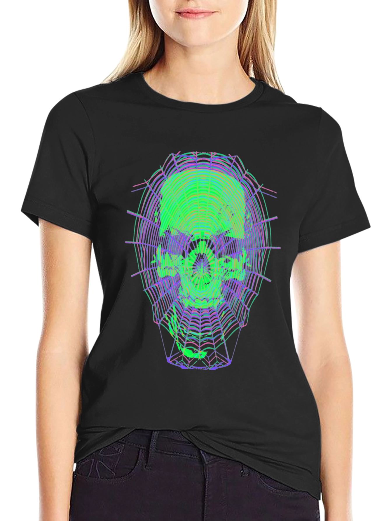 Neon Skull Web Graphic Tee - Unique Design