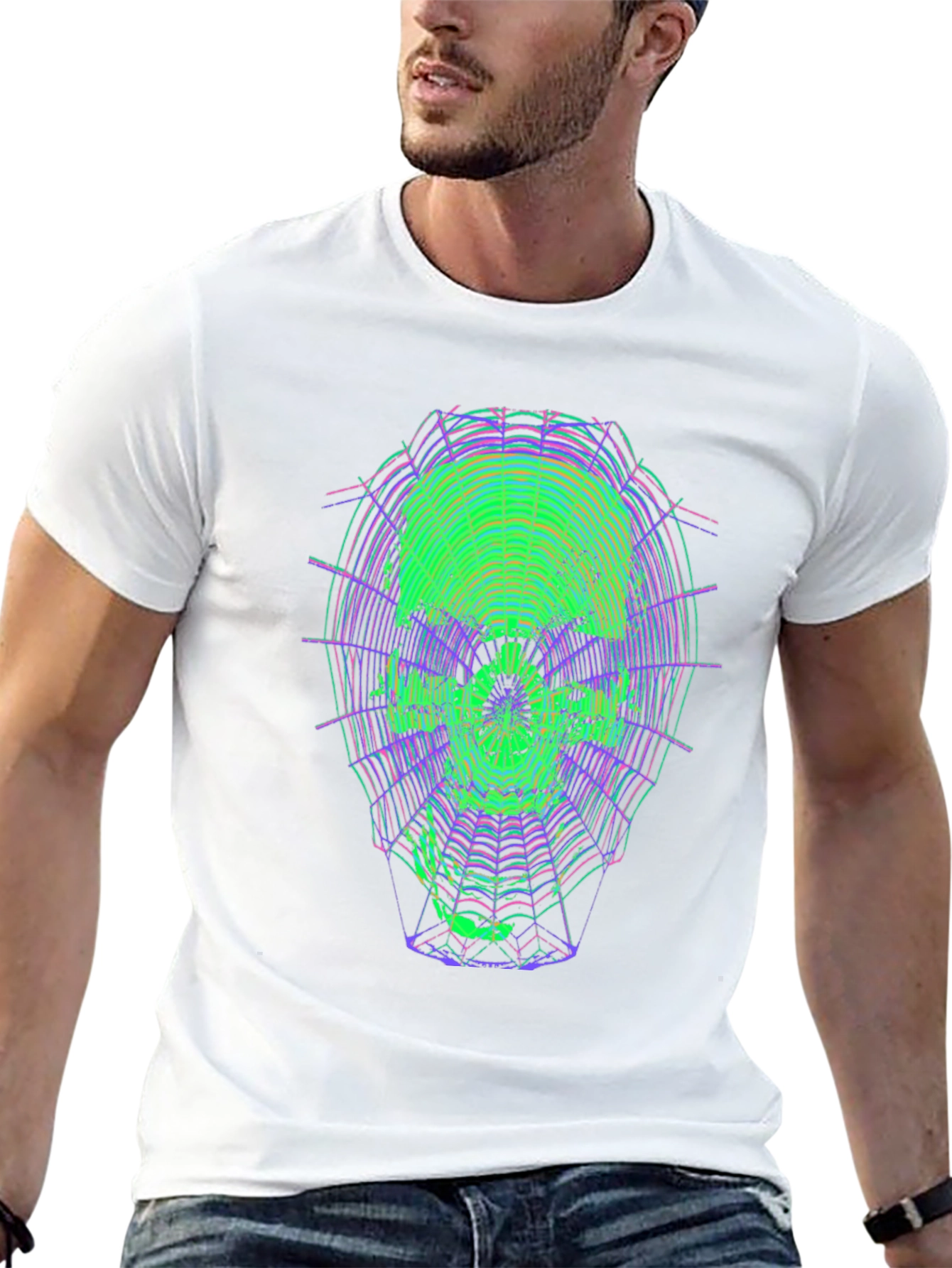 Neon Skull Web Graphic Tee - Unique Design