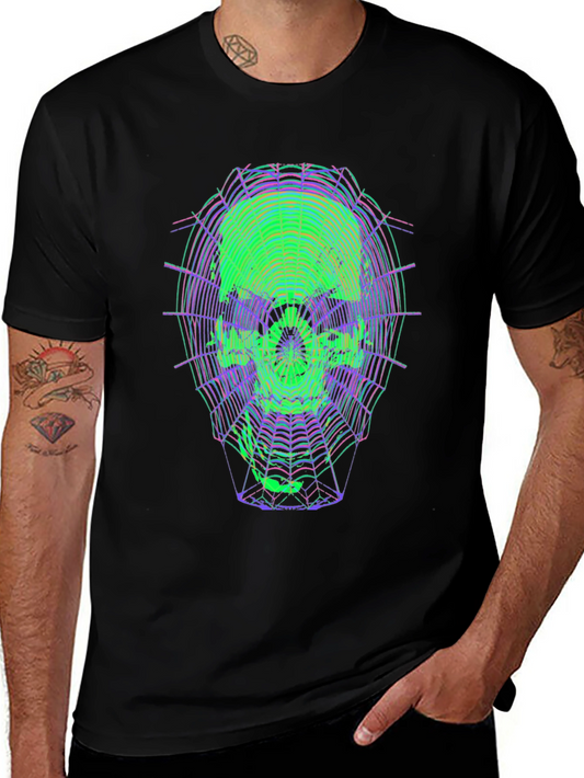Neon Skull Web Graphic Tee - Unique Design