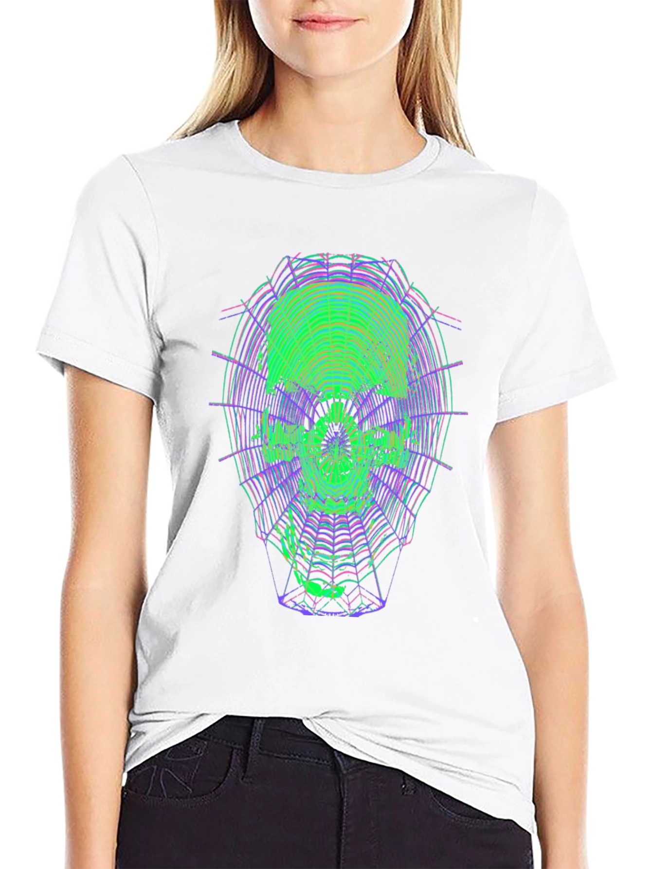 Neon Skull Web Graphic Tee - Unique Design