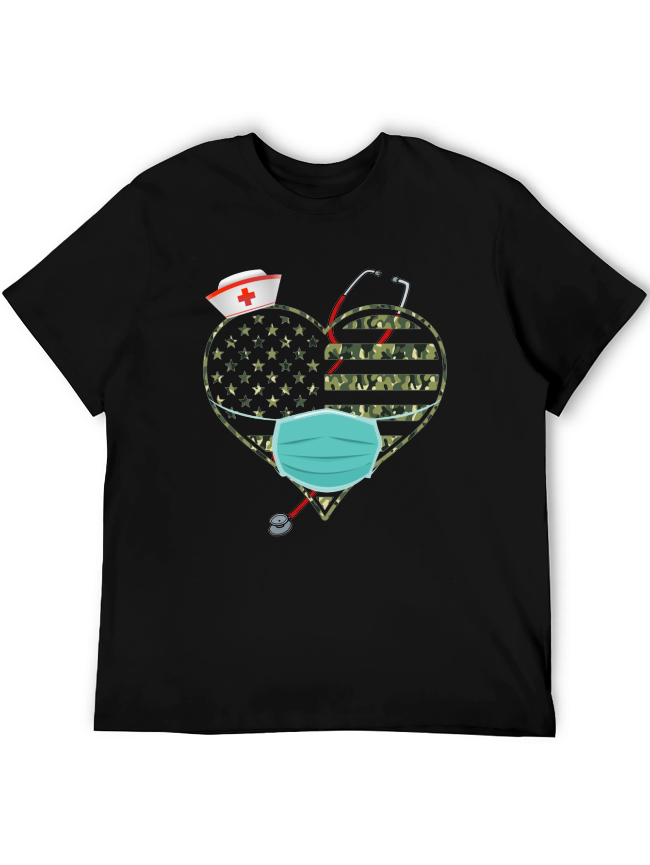 Nurse Camo Heart T-Shirt - Patriotic Healthcare Tee