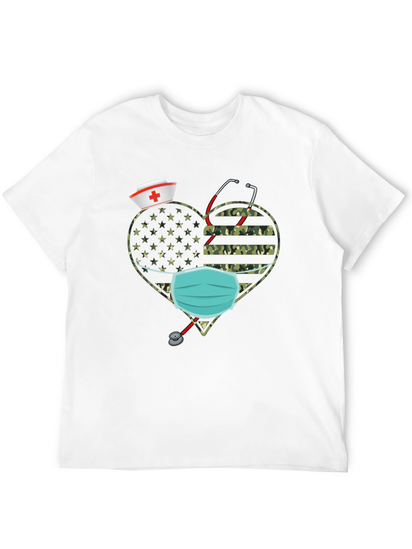 Nurse Camo Heart T-Shirt - Patriotic Healthcare Tee
