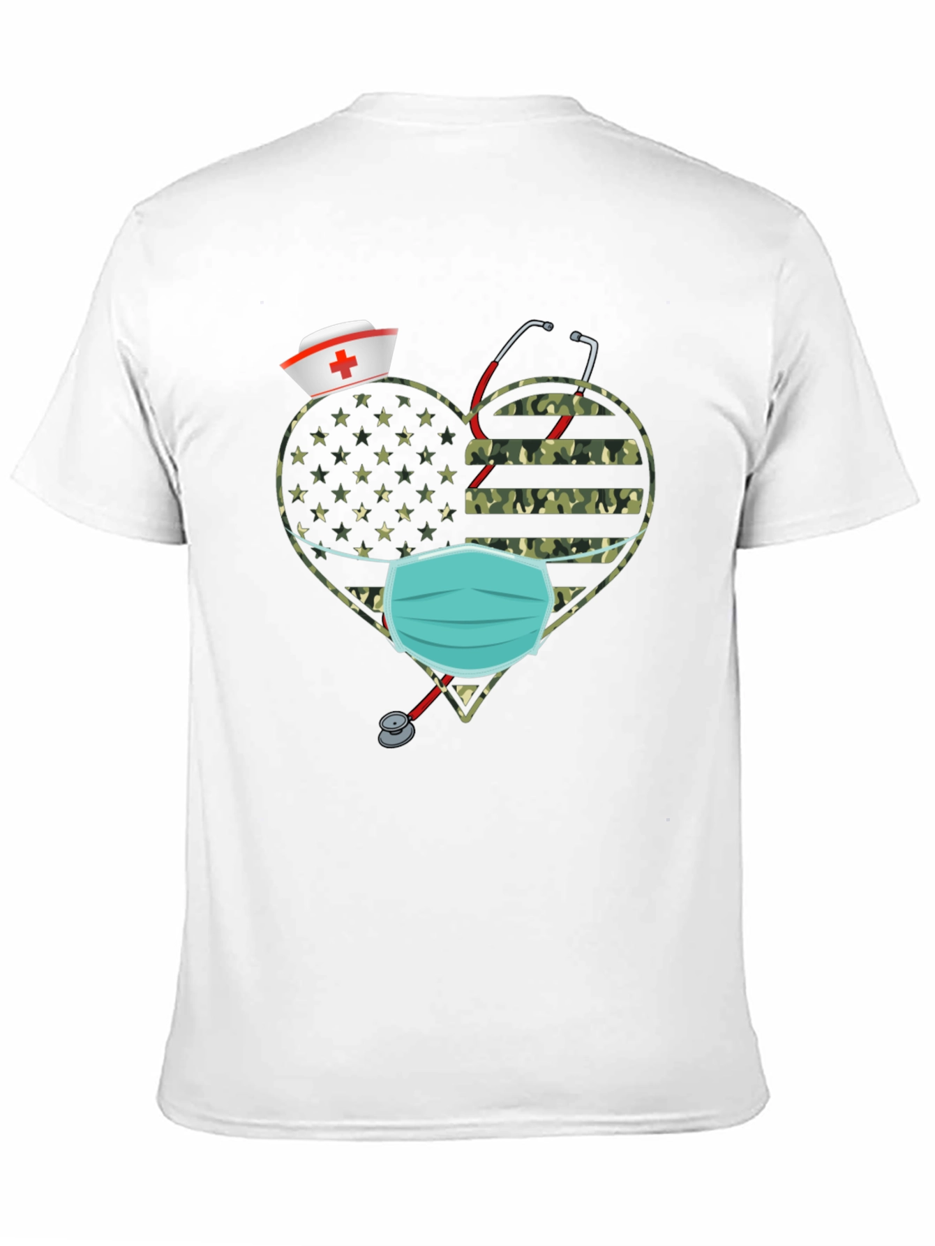 Nurse Camo Heart T-Shirt - Patriotic Healthcare Tee