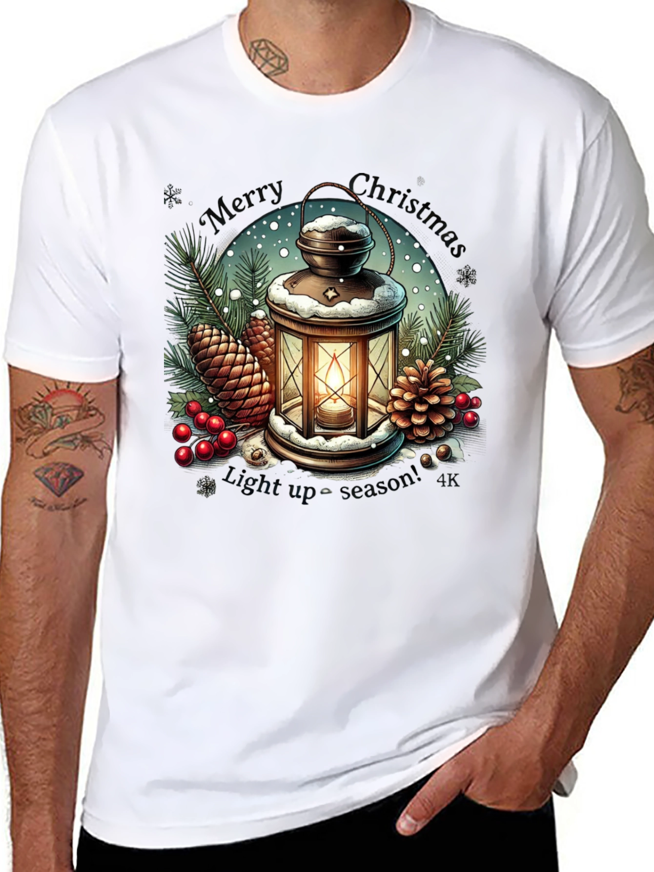 Festive Christmas Lantern Graphic Tee