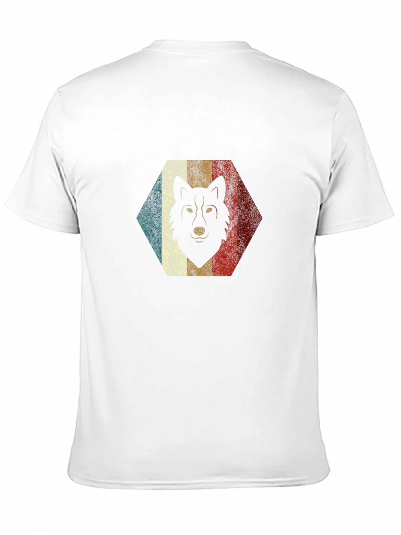 Retro Wolf Graphic Tee - Black Cotton Blend T-Shirt