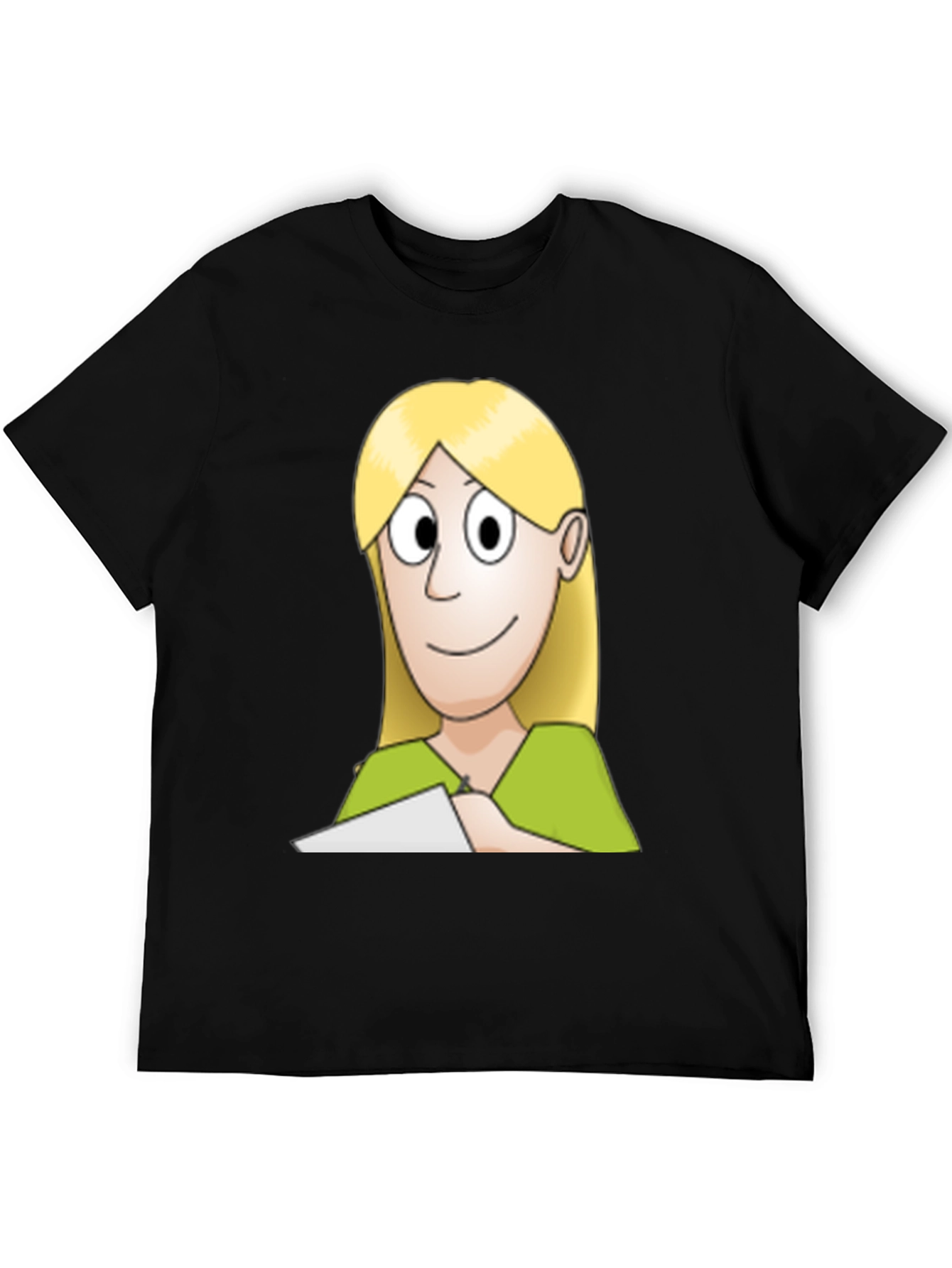 Cartoon Woman Graphic Tee - Black Unisex T-Shirt