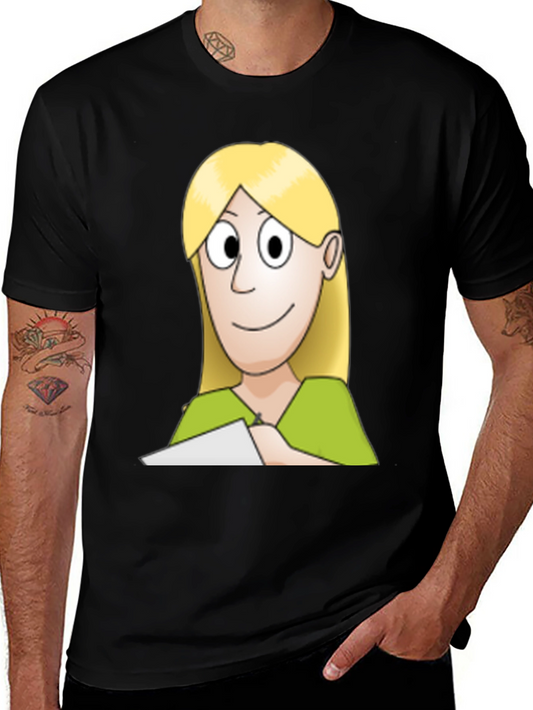 Cartoon Woman Graphic Tee - Black Unisex T-Shirt