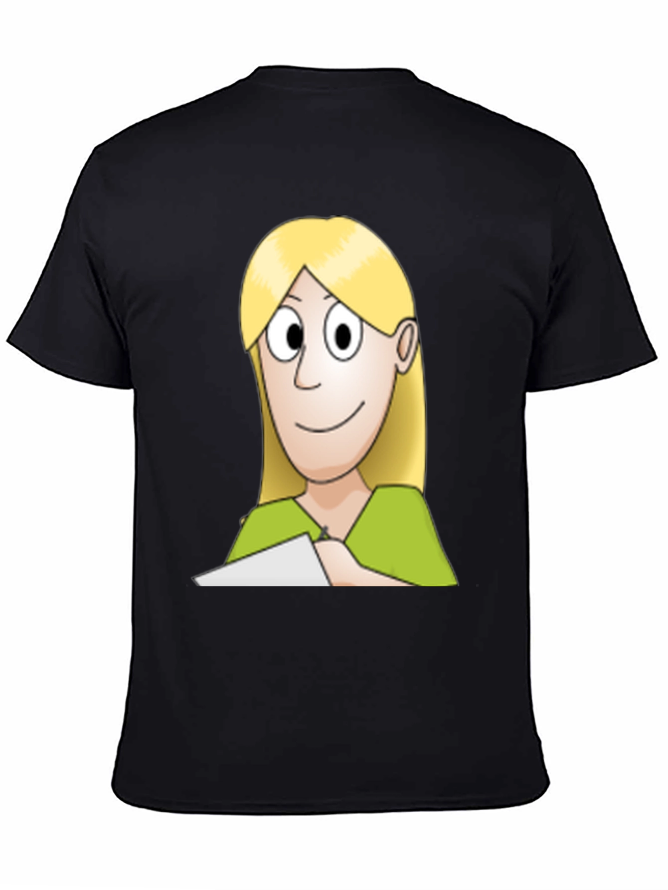 Cartoon Woman Graphic Tee - Black Unisex T-Shirt