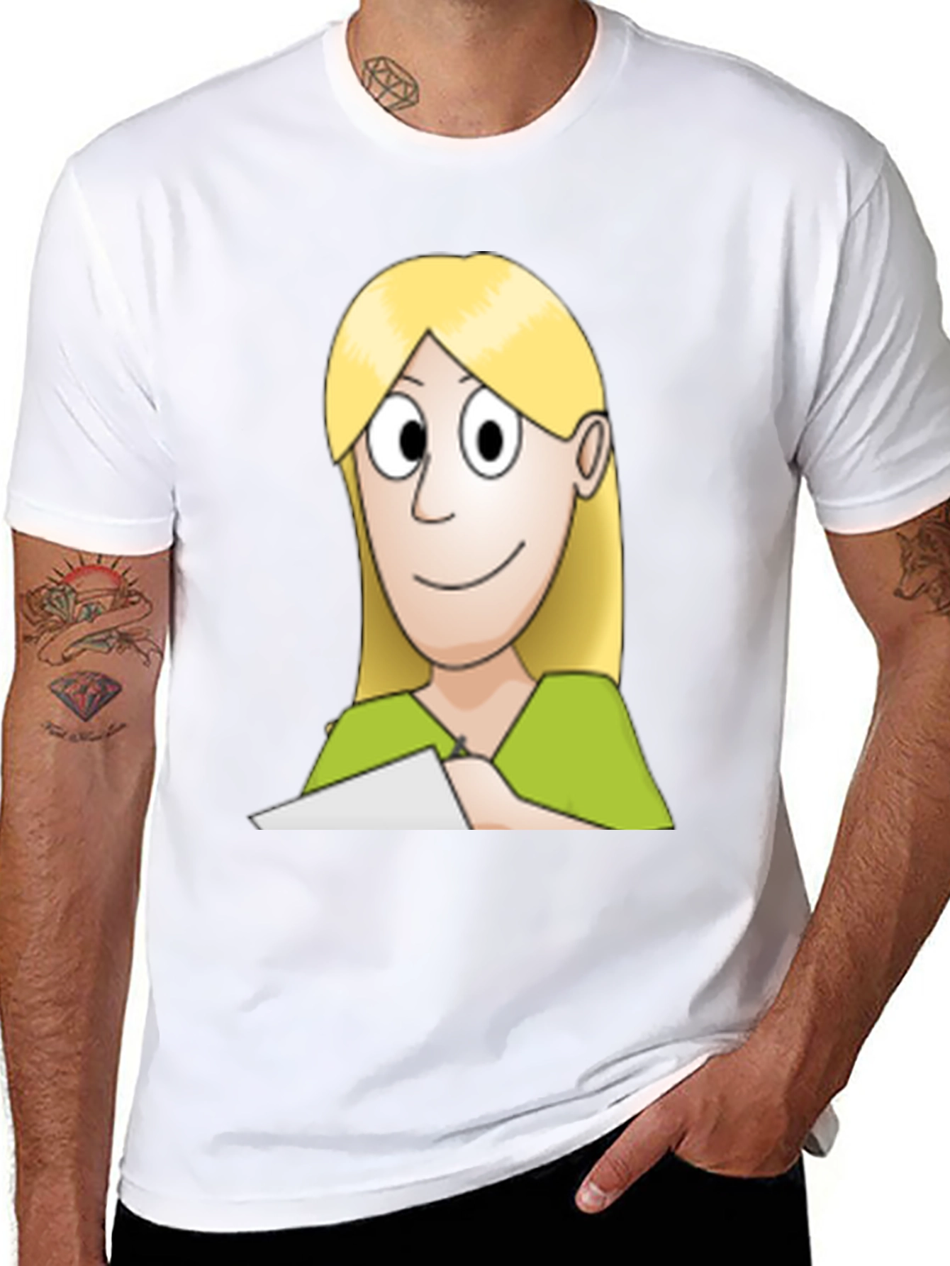 Cartoon Woman Graphic Tee - Black Unisex T-Shirt