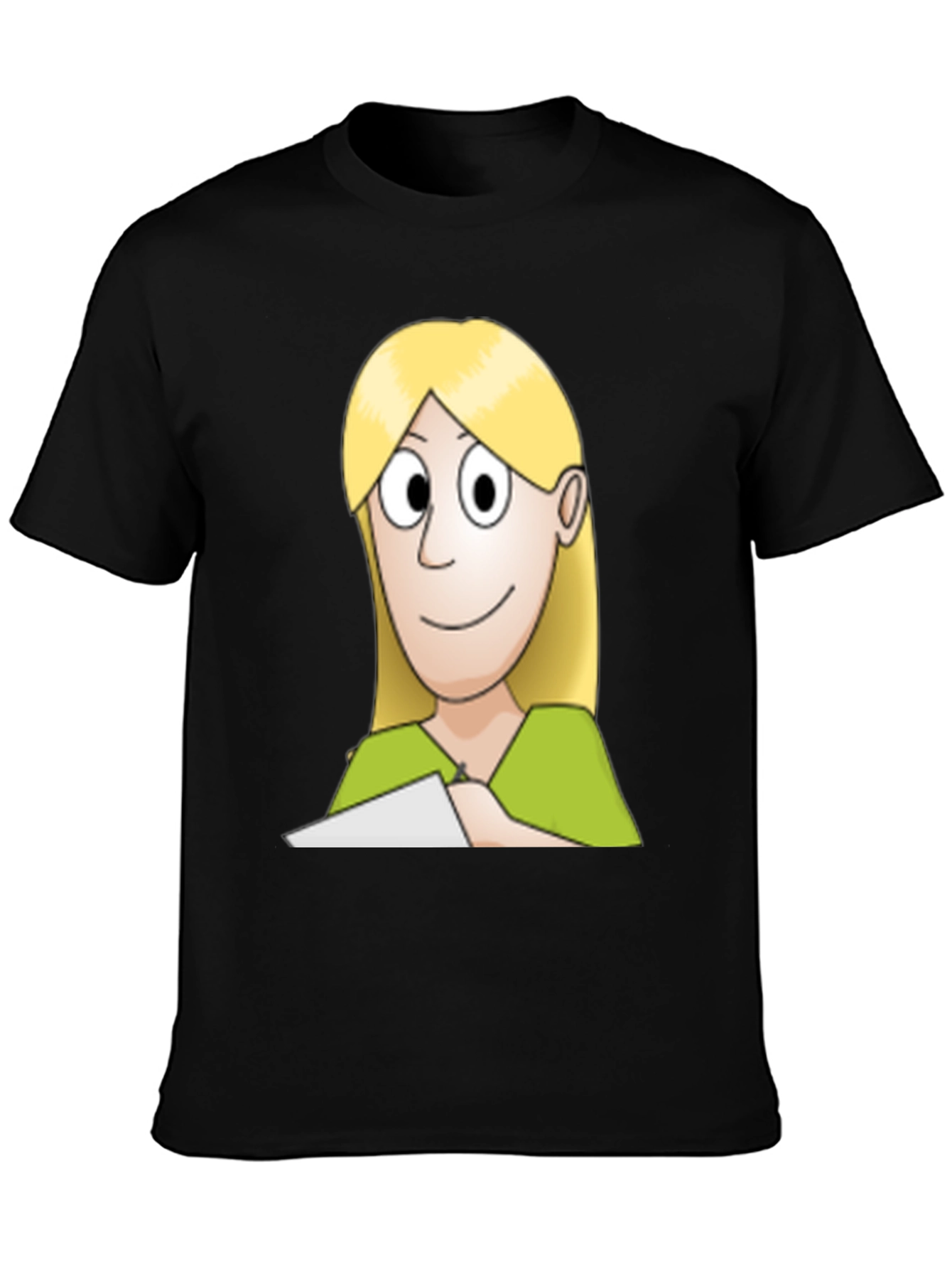 Cartoon Woman Graphic Tee - Black Unisex T-Shirt
