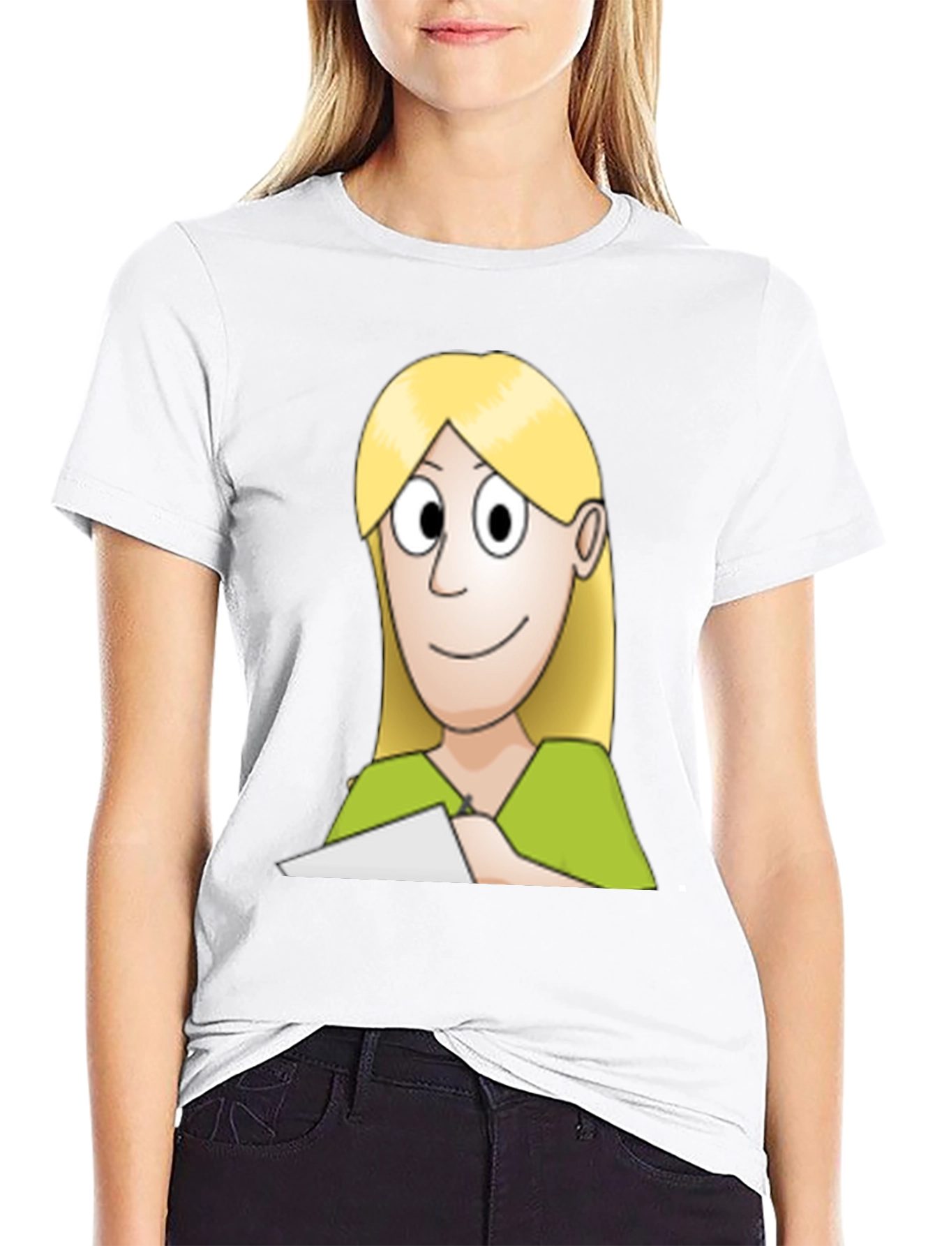 Cartoon Woman Graphic Tee - Black Unisex T-Shirt