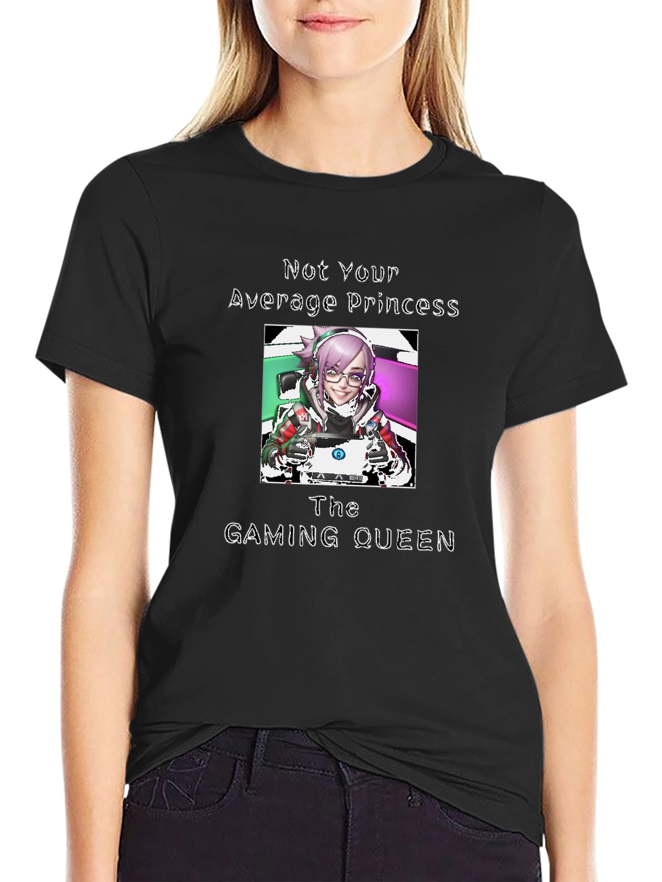 Not Your Average Princess Gaming Queen Black T-Shirt