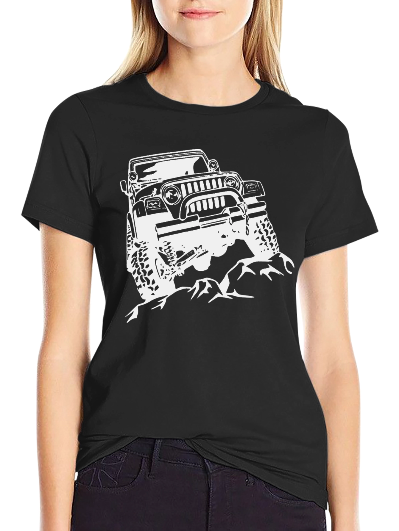 Off-Road Jeep Graphic Tee - Black Cotton T-Shirt