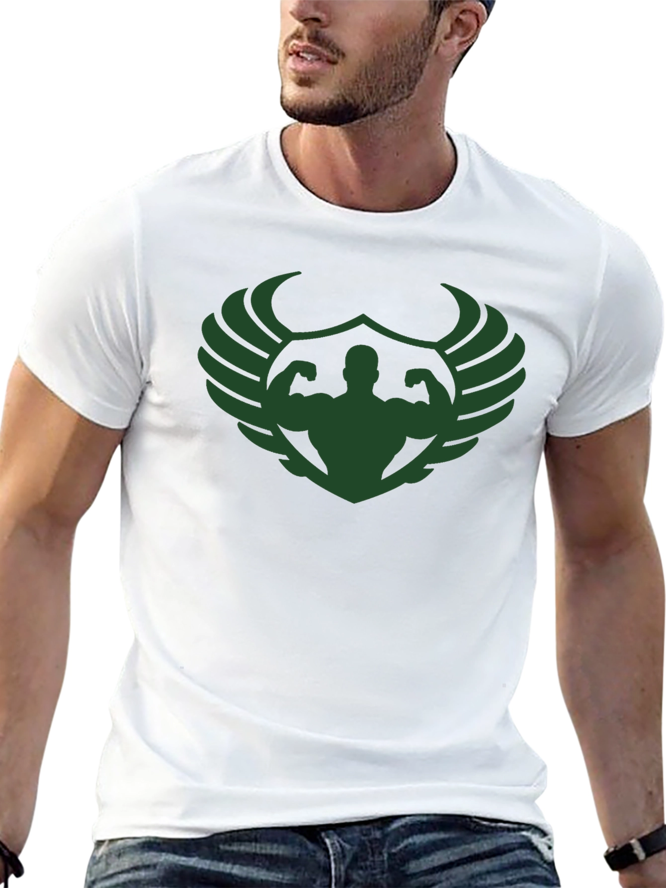 Muscle Wings Graphic T-Shirt - Black Gym Tee