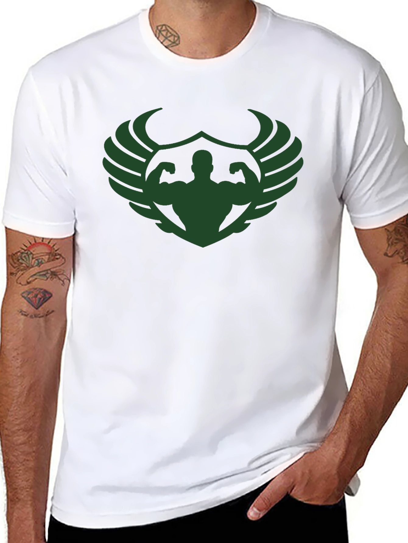 Muscle Wings Graphic T-Shirt - Black Gym Tee