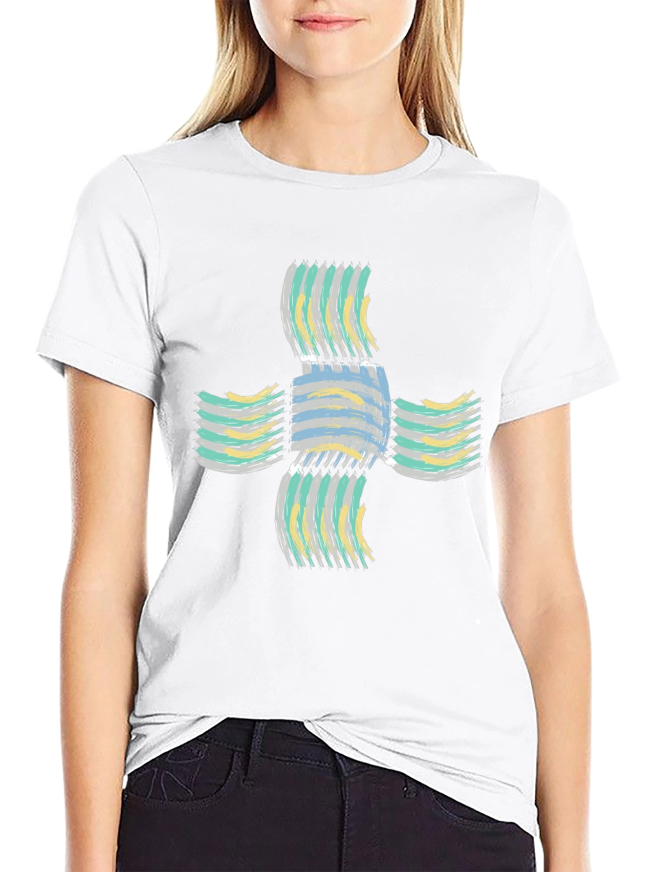 Abstract Cross Graphic Black T-Shirt