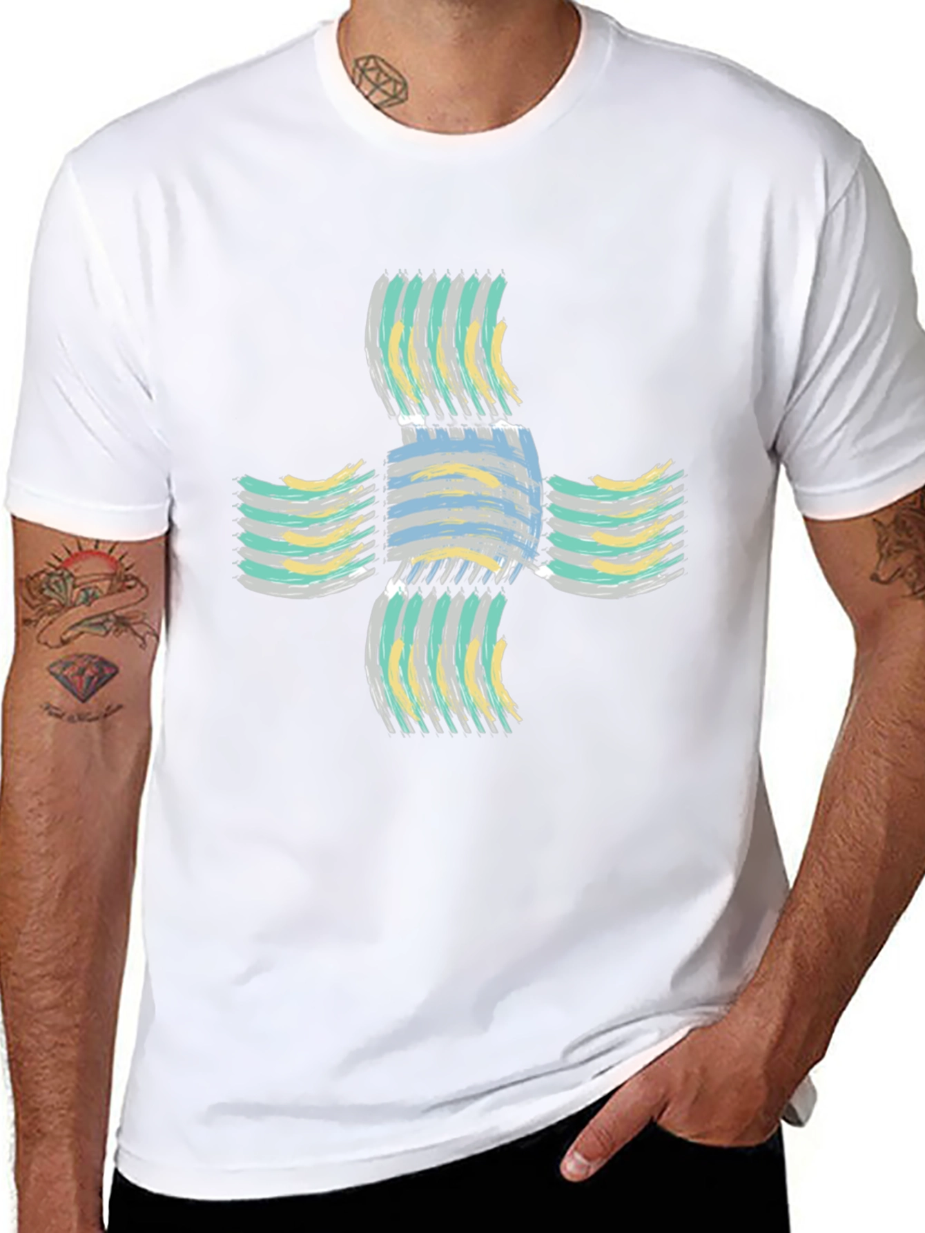 Abstract Cross Graphic Black T-Shirt