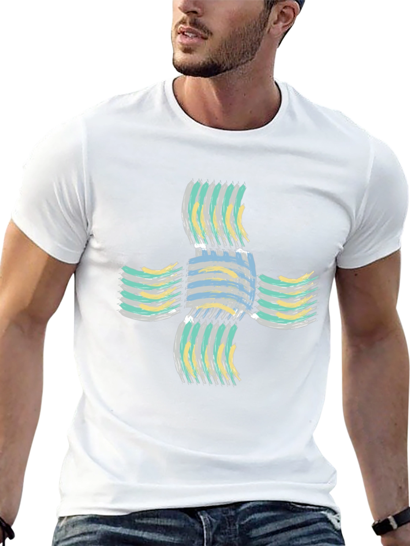 Abstract Cross Graphic Black T-Shirt