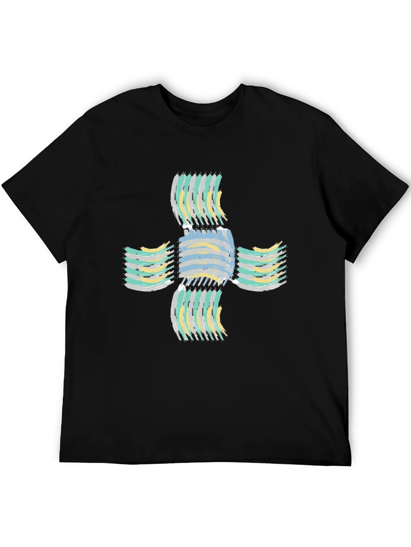 Abstract Cross Graphic Black T-Shirt