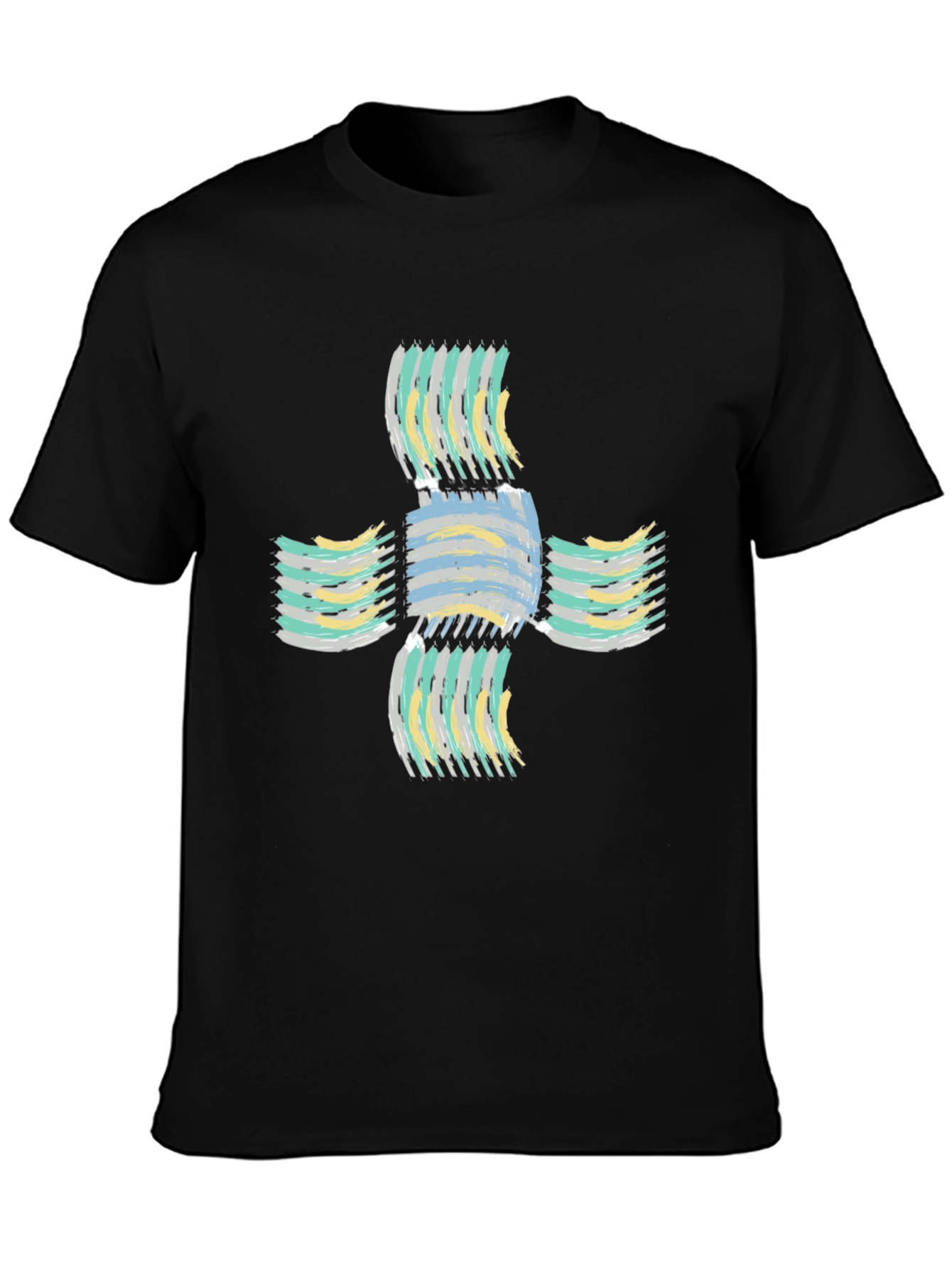 Abstract Cross Graphic Black T-Shirt
