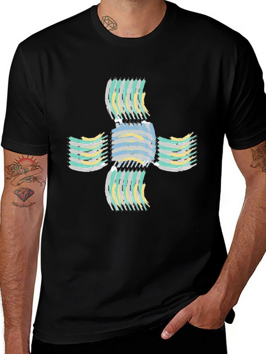 Abstract Cross Graphic Black T-Shirt