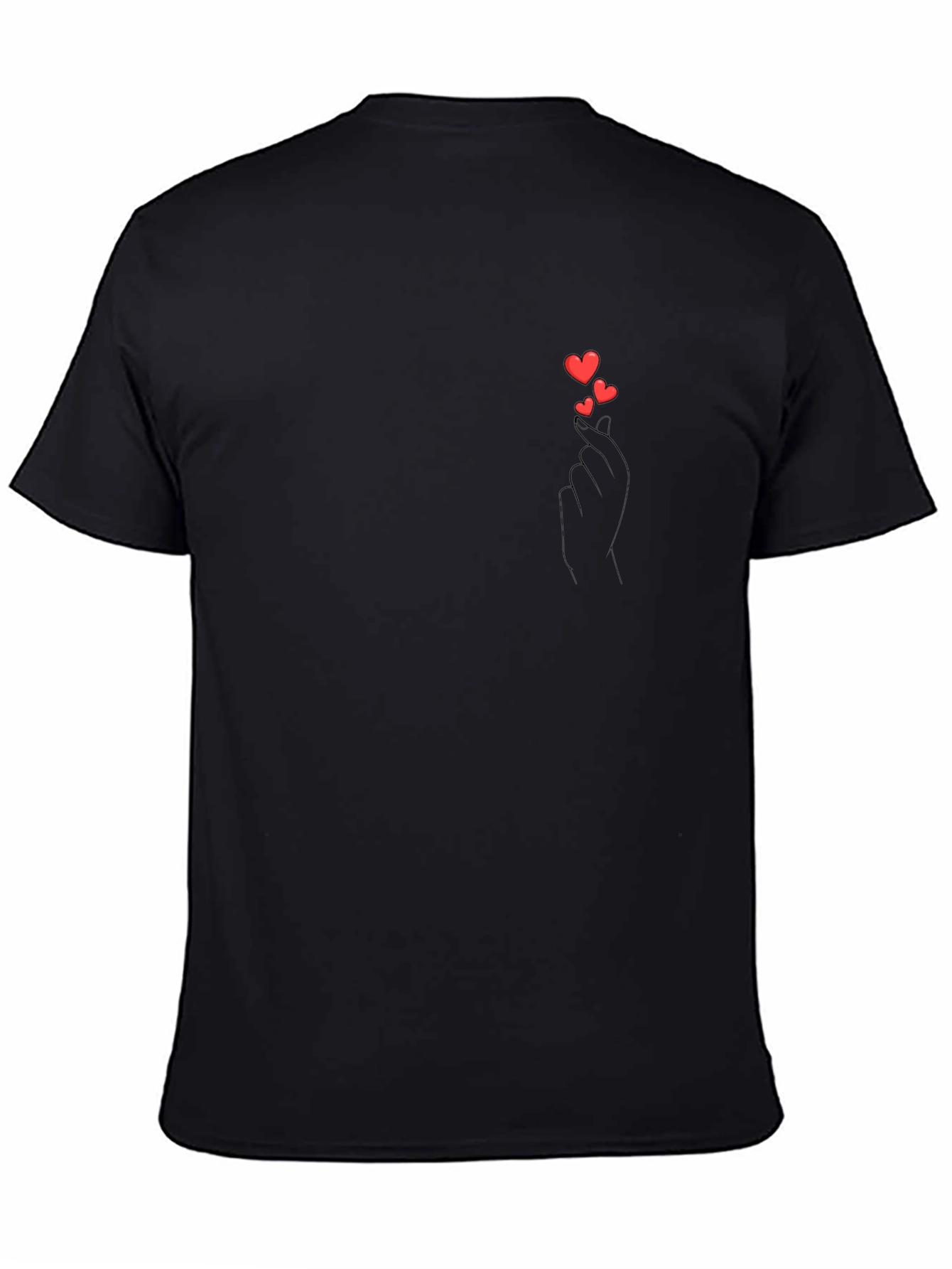 Heart Gesture Graphic Tee - Casual Black T-Shirt